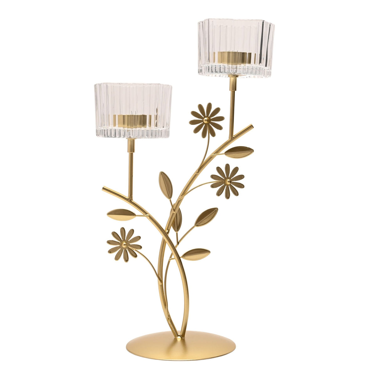 Hestia Gold Floral Double Candle Holder