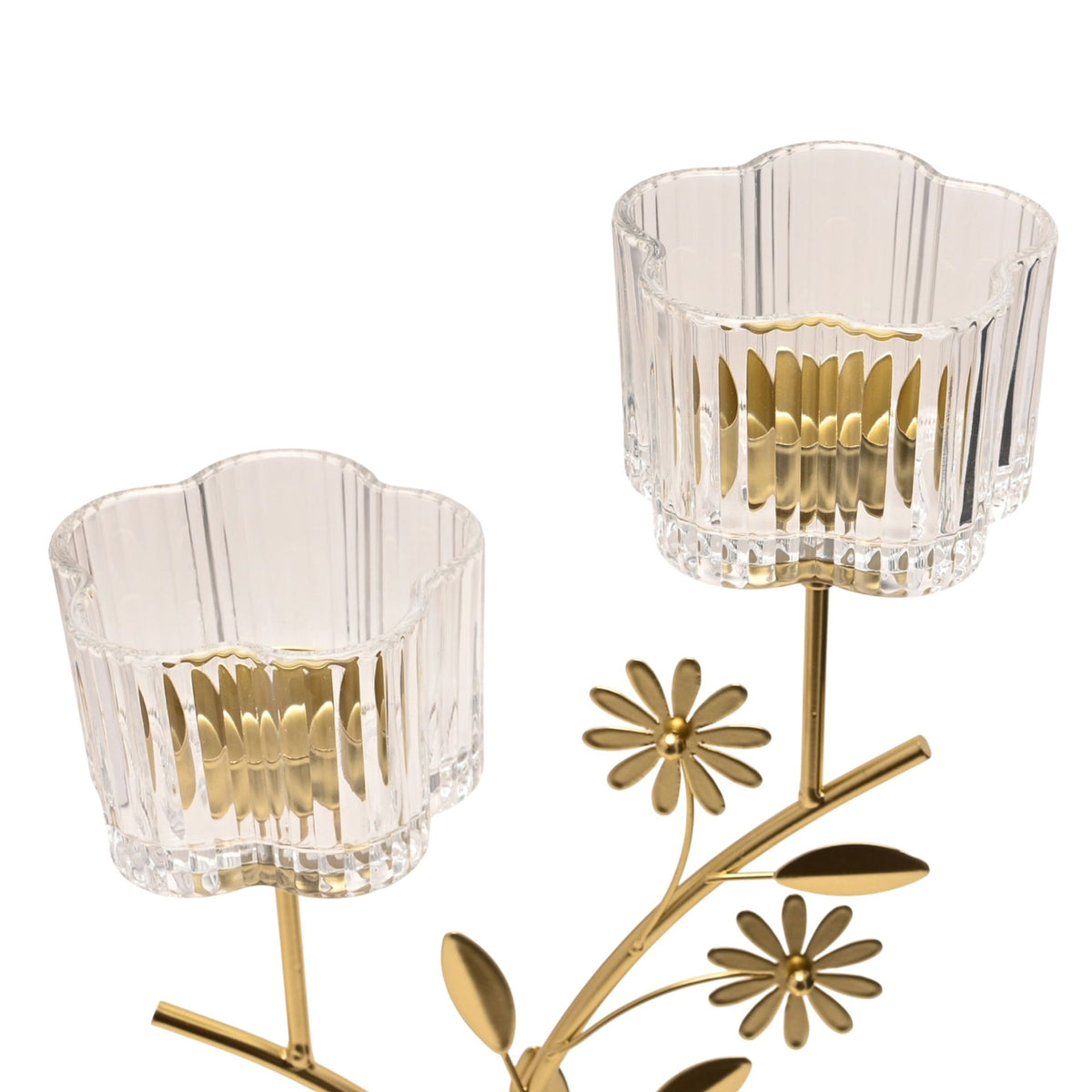 Hestia Gold Floral Double Candle Holder