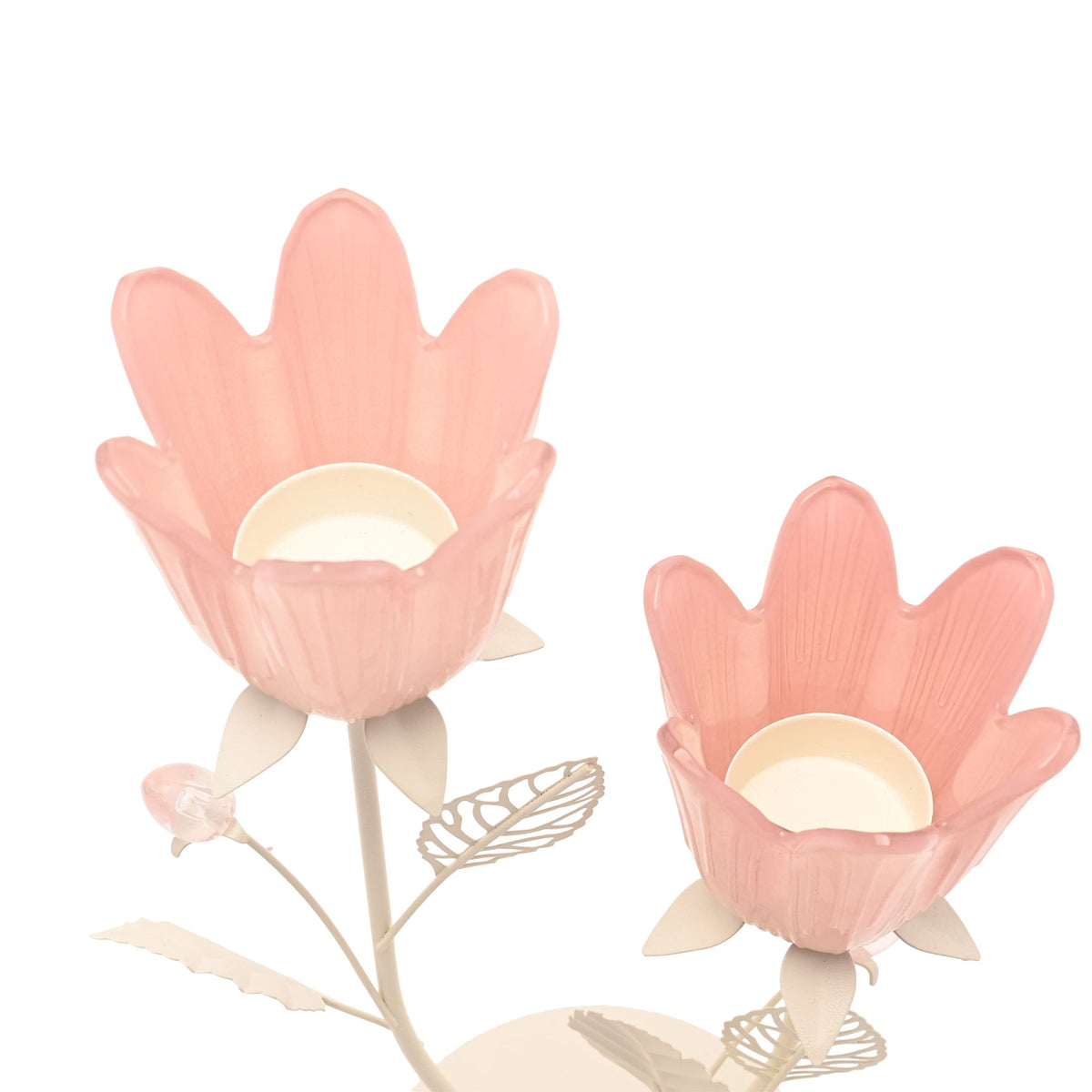 Hestia Pink & Cream Floral Double Candle Holder