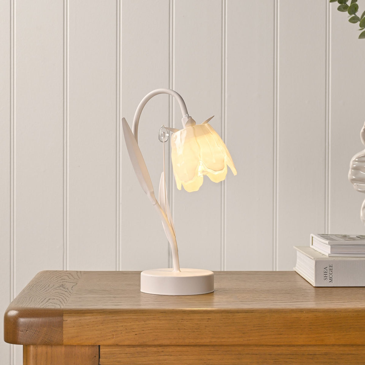 Hestia Floral LED Table Lamp - Cream