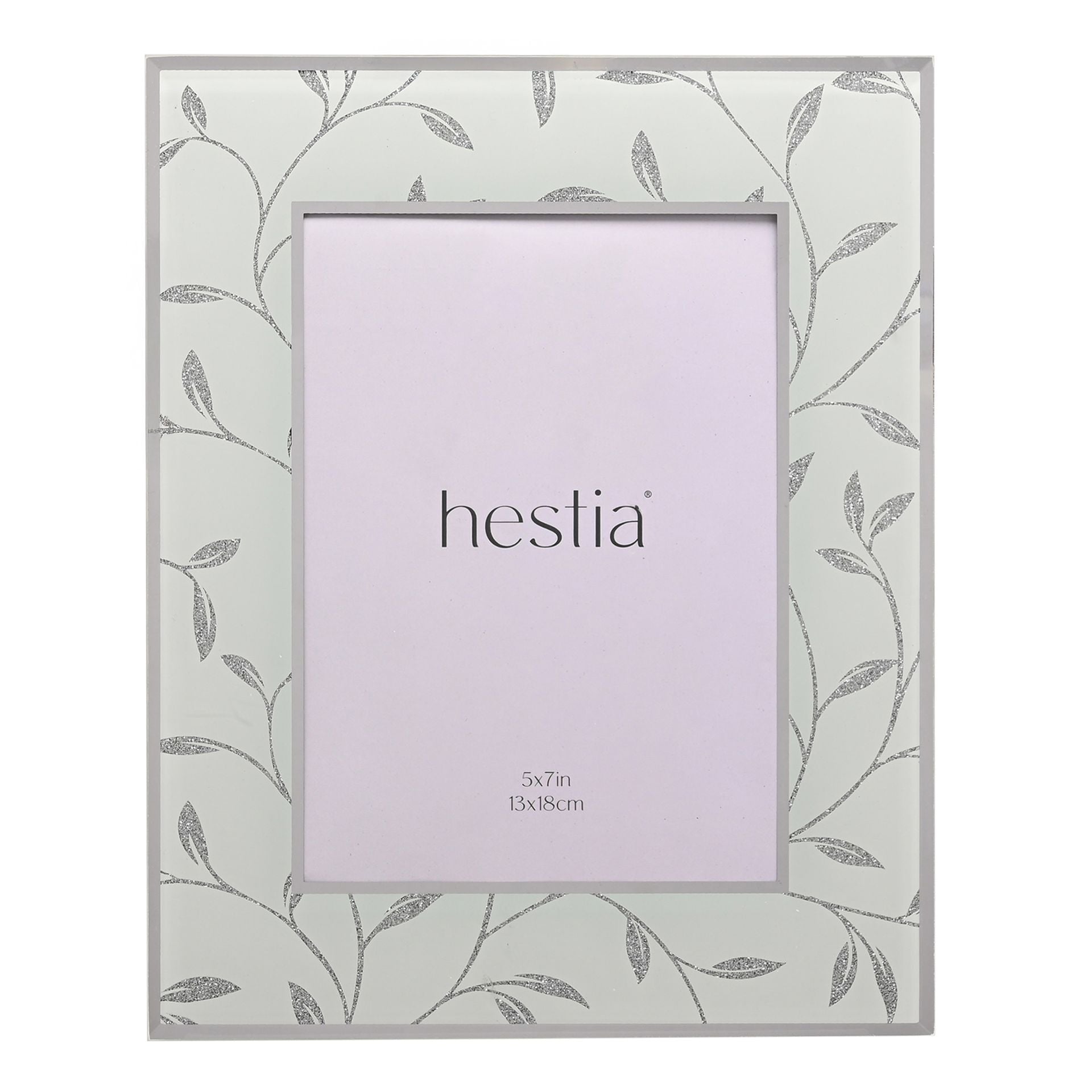 Hestia Glitter Leaf Design Photo Frame 5" x 7"