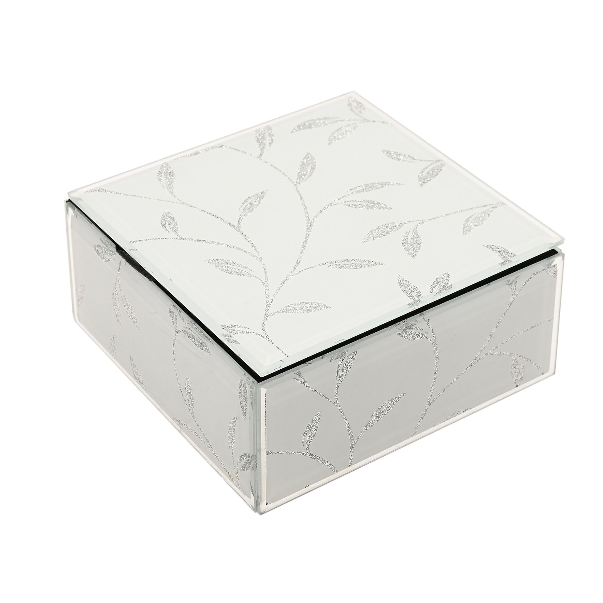 Hestia Glitter Leaf Design Jewellery Box