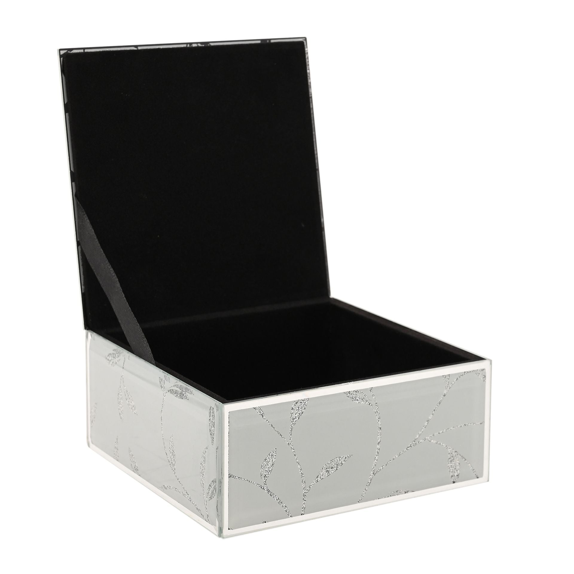 Hestia Glitter Leaf Design Jewellery Box