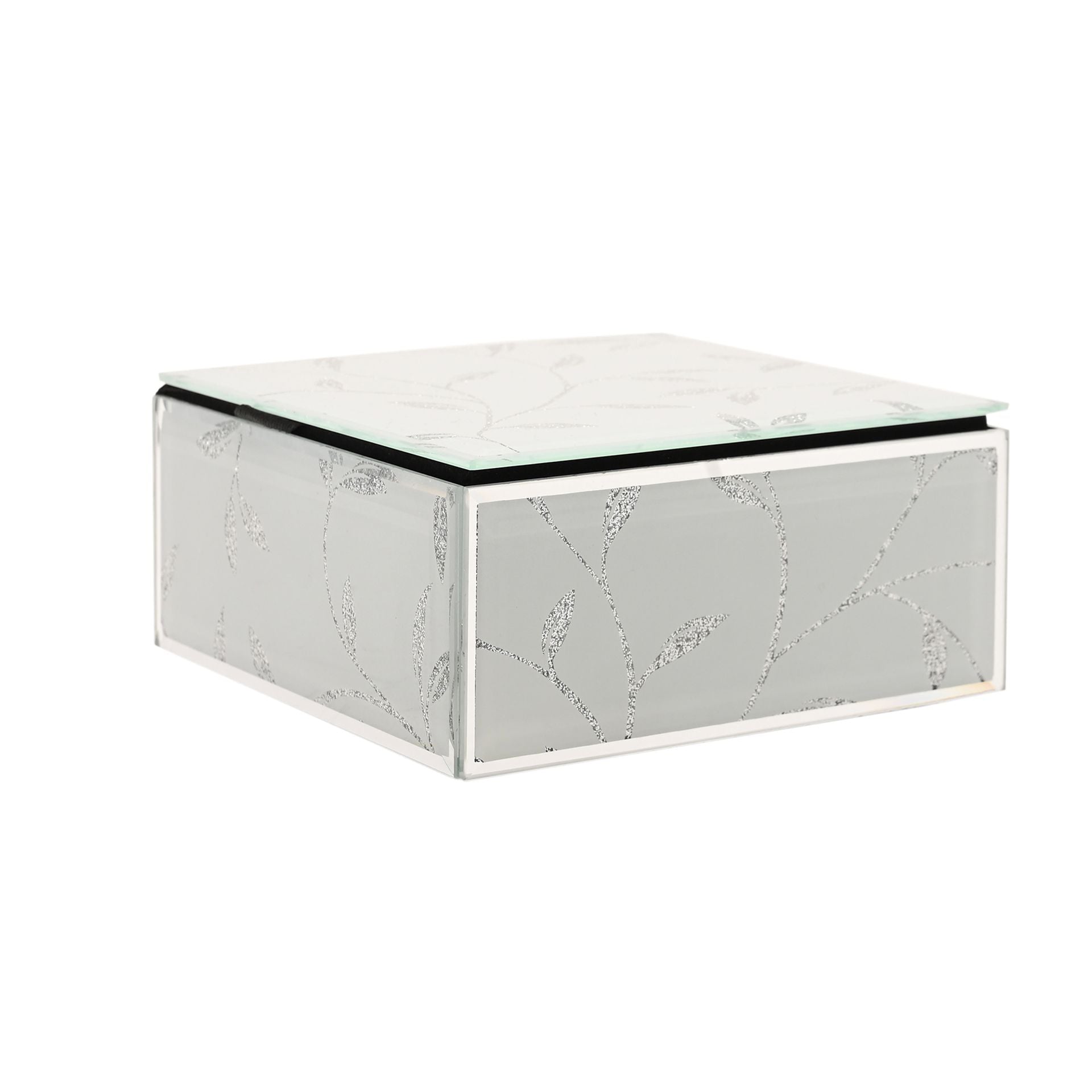 Hestia Glitter Leaf Design Jewellery Box