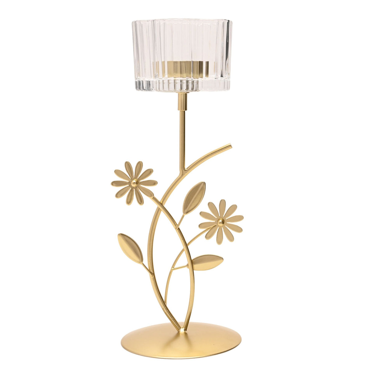 Hestia Gold Floral Single Candle Holder
