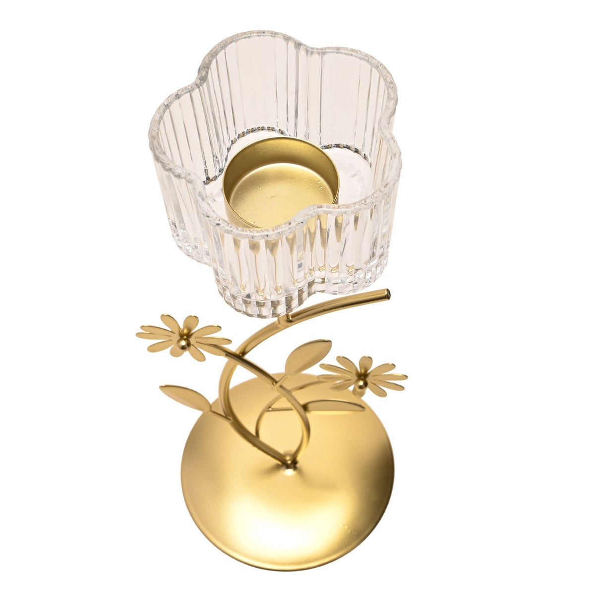 Hestia Gold Floral Single Candle Holder