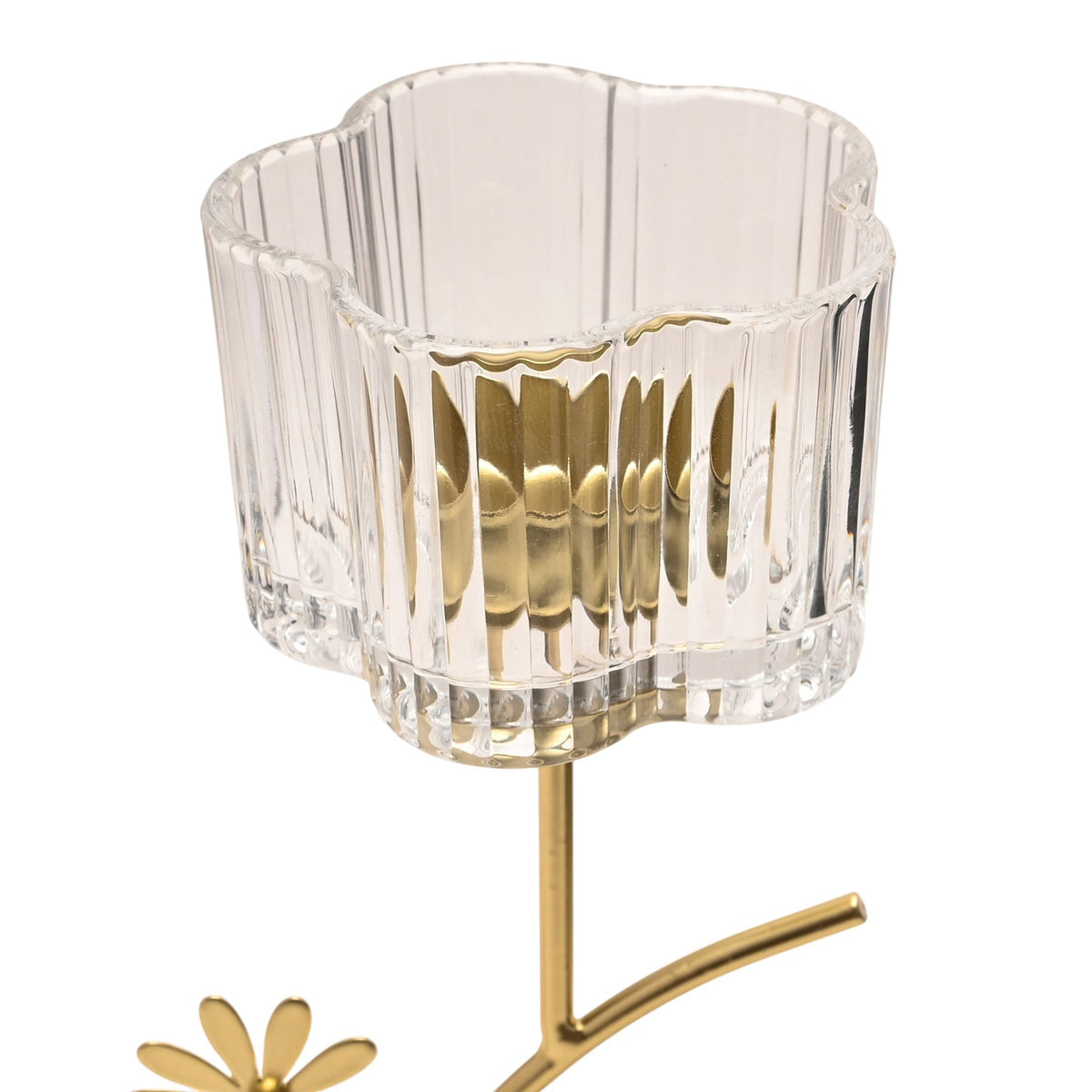 Hestia Gold Floral Single Candle Holder