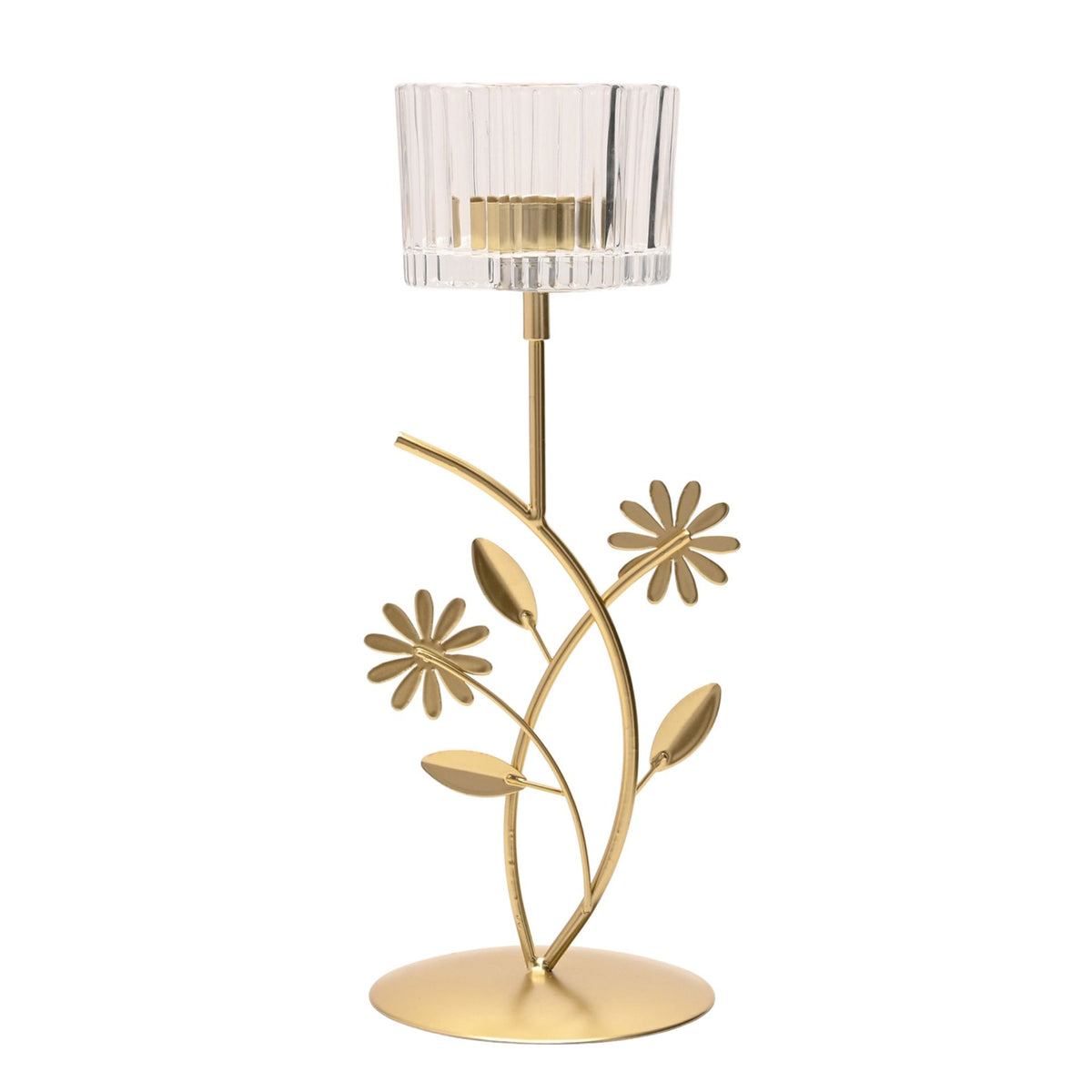 Hestia Gold Floral Single Candle Holder