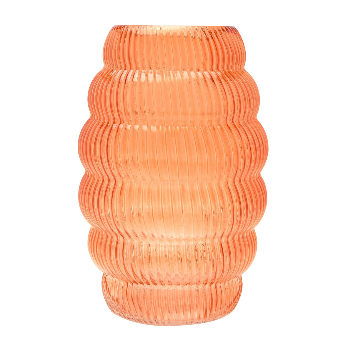 Hestia Brown Ribbed Glass Cone Vase 28cm