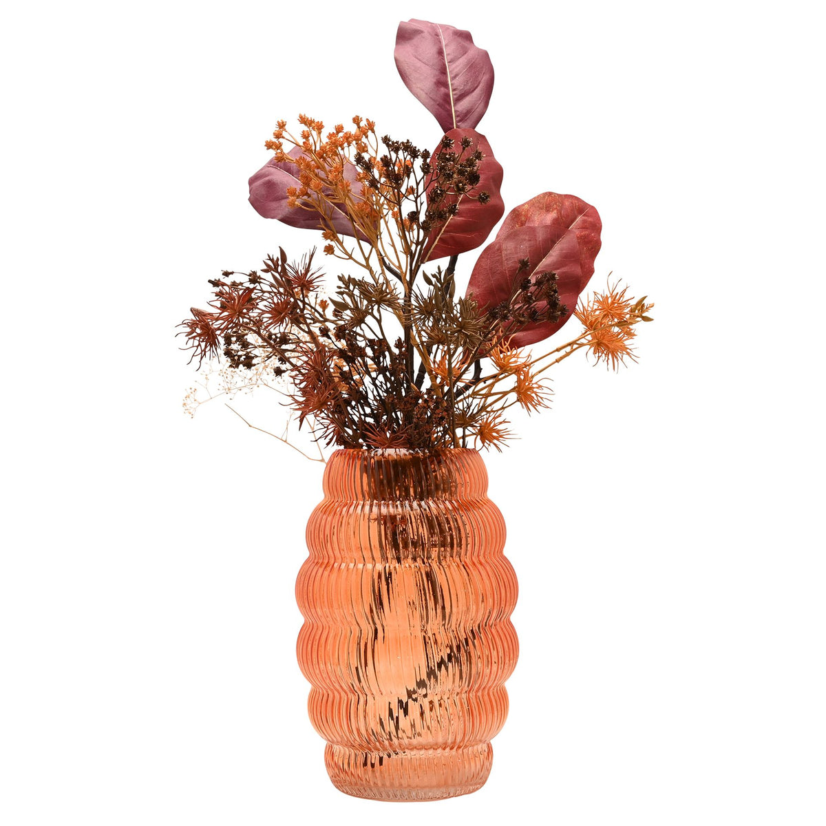 Hestia Brown Ribbed Glass Cone Vase 28cm