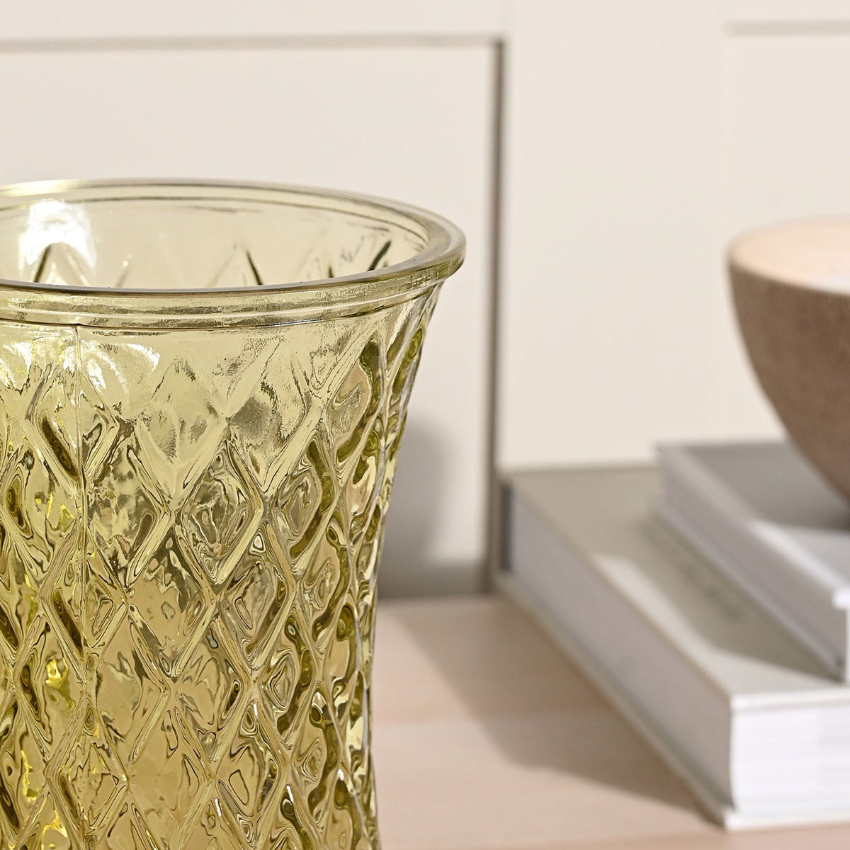 Hestia Cushion Effect Green Glass Vase 20cm