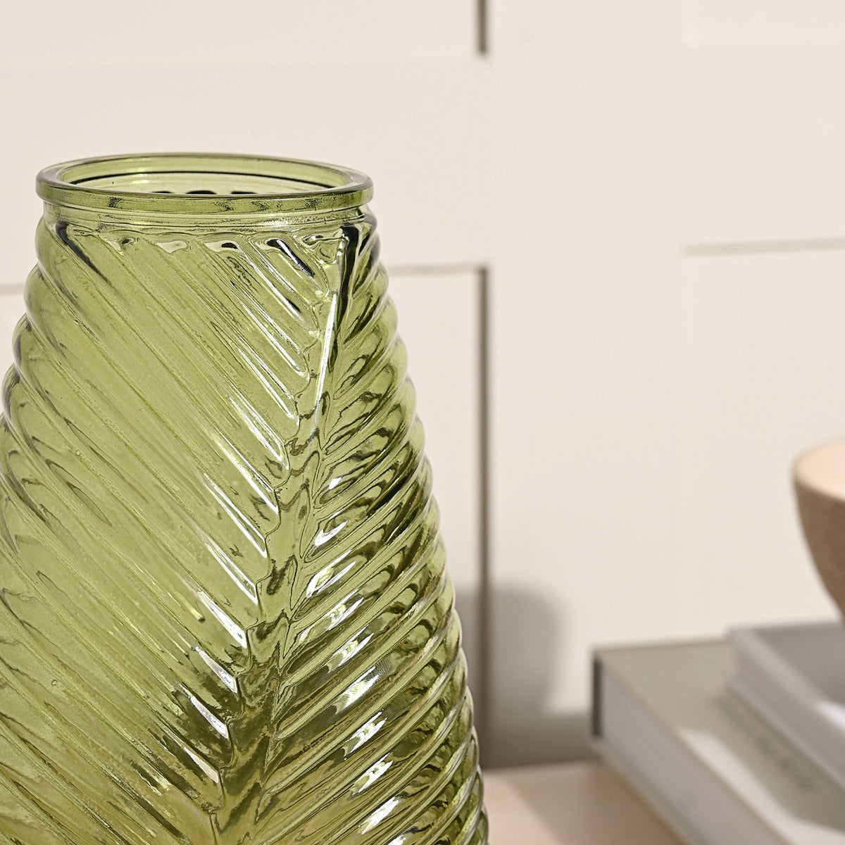 Hestia Green Ribbed Flute Vase 30cm