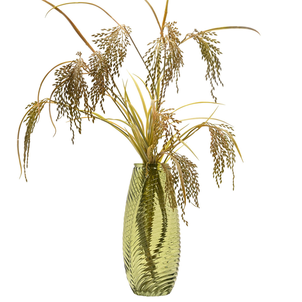 Hestia Green Ribbed Flute Vase 30cm