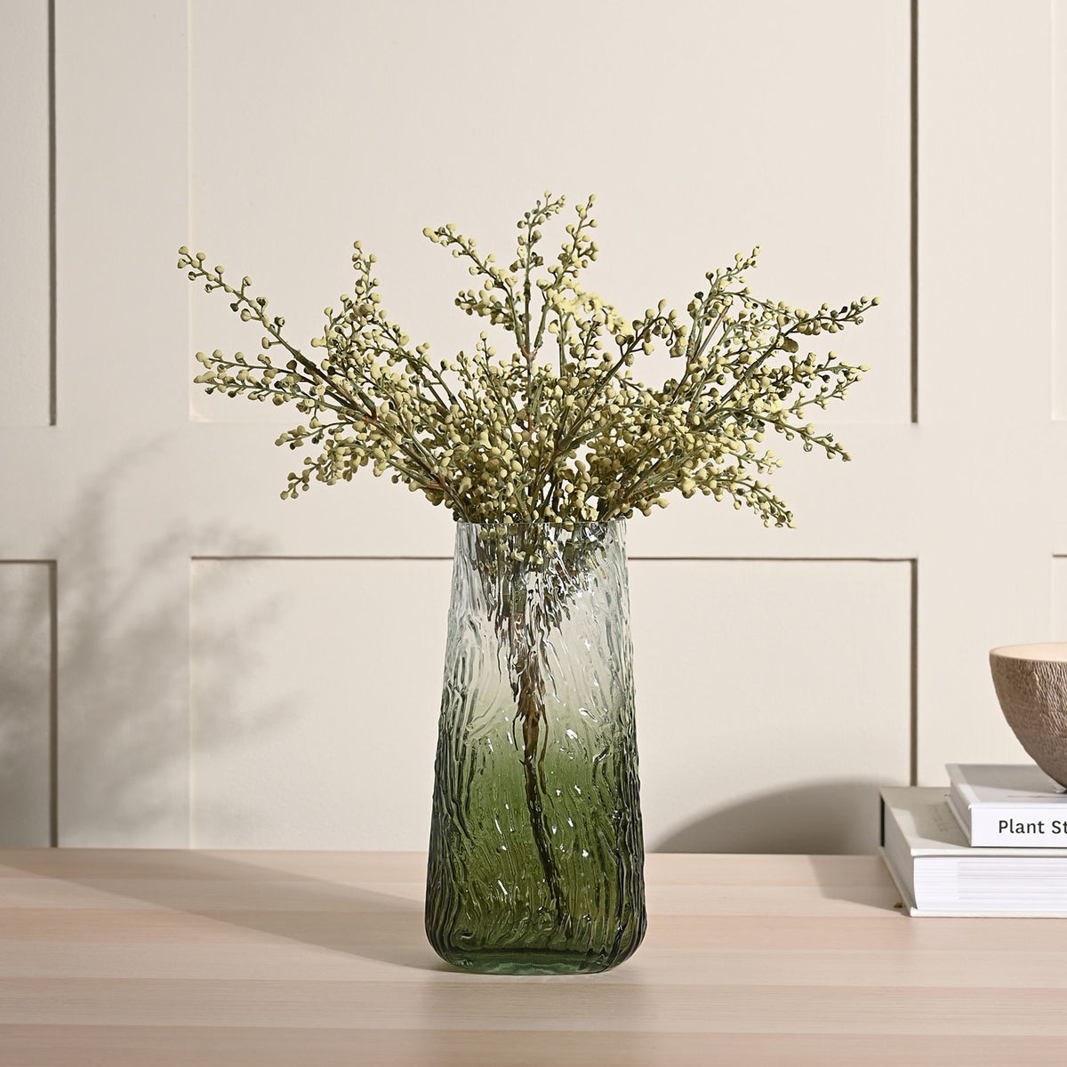Hestia Ombre Green& Clear Vase 23cm