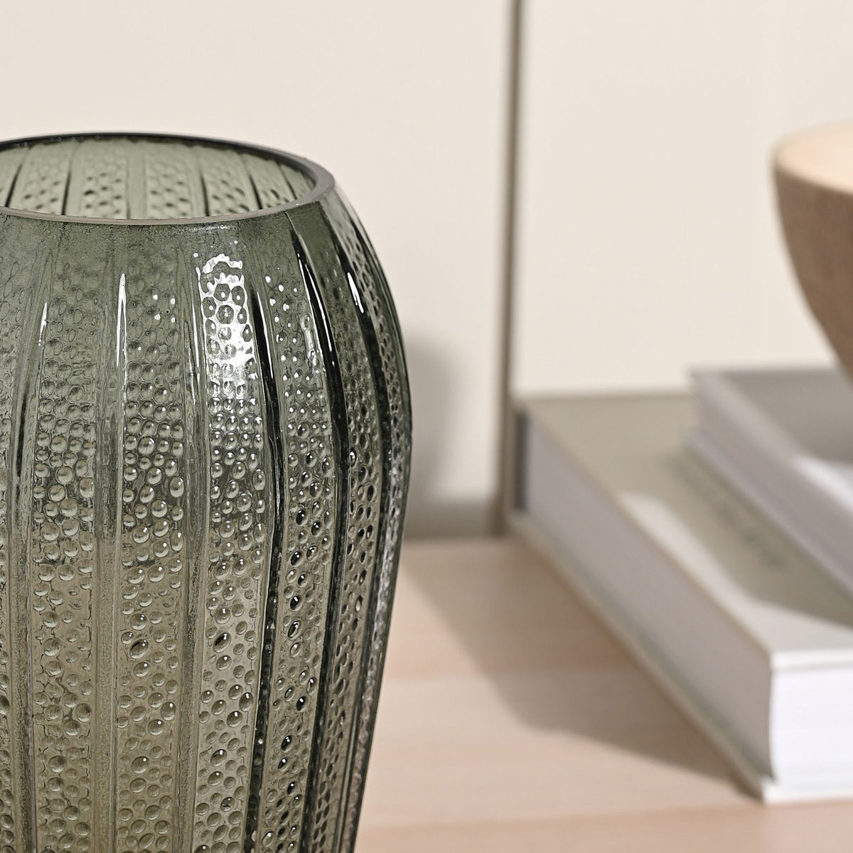 Hestia Green Rippled Vase 19cm