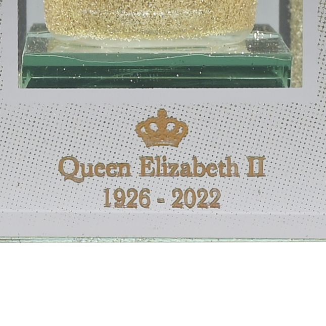 Queen Elizabeth II Gold Glitter Memorial Tea Light Holder