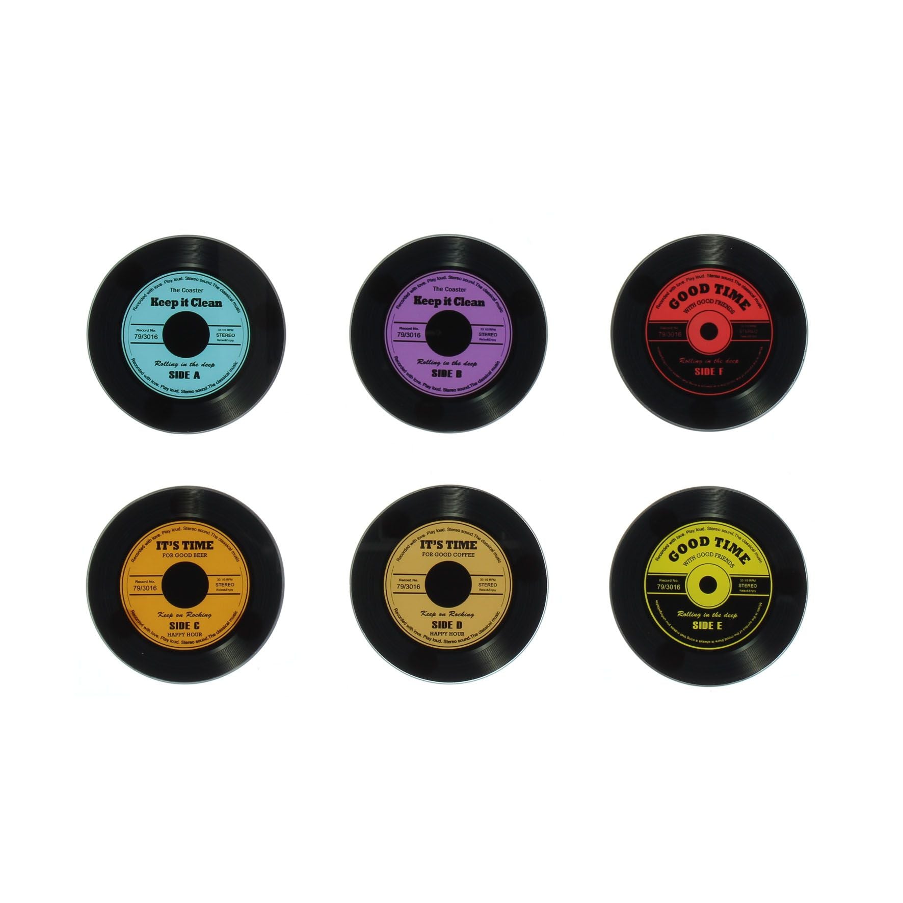 Harvey Makin Set of 6 Glass Record Coasters