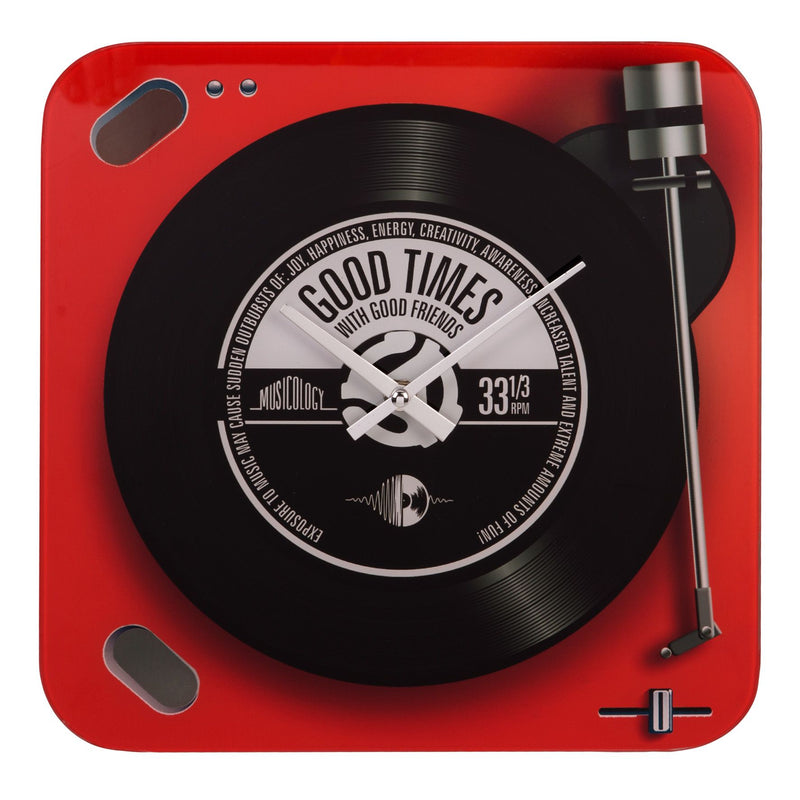 Harvey Makin Glass Wall Clock - Red Record Player