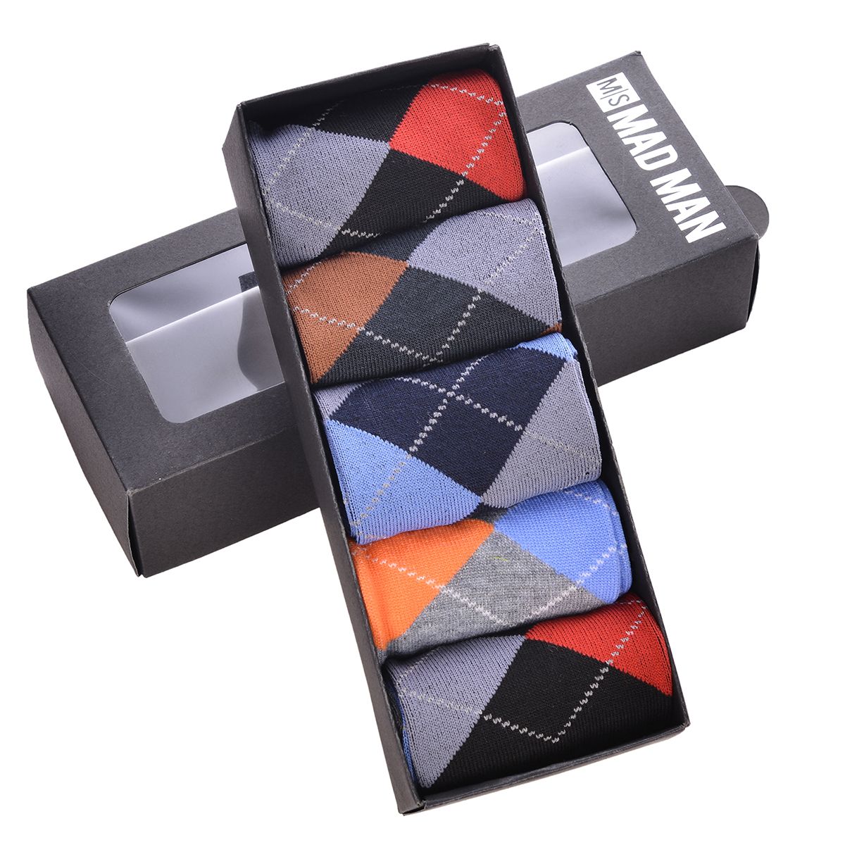 Mad Man Bright Argyle Boxed Socks