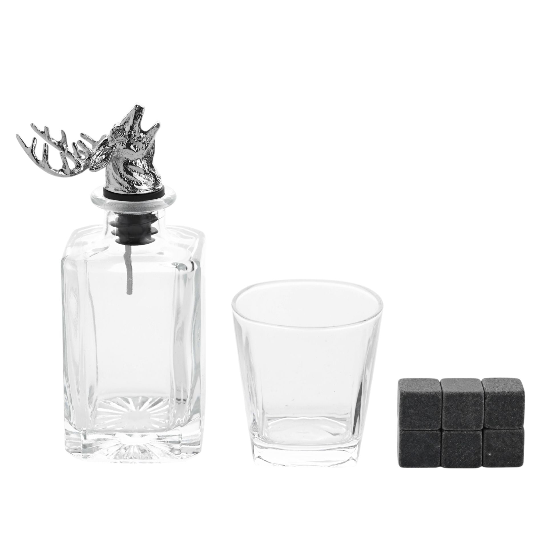 Harvey Makin Whisky Stag Decanter, Glass & Cooling Stones Set