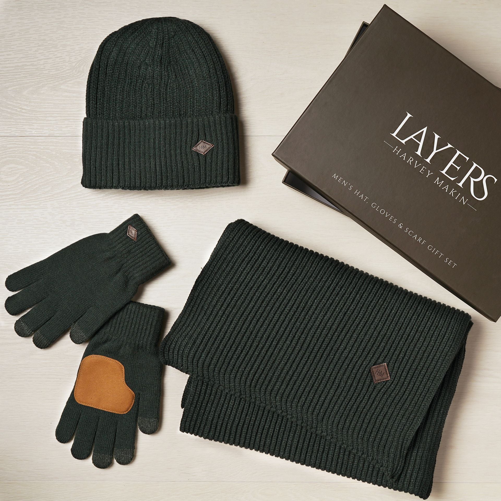 Harvey Makin Layers Hat, Gloves and Scarf Gift Set - Green