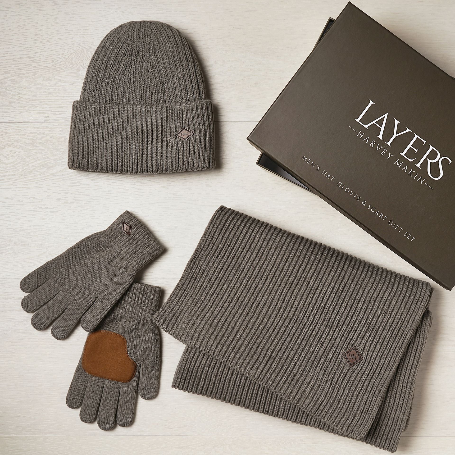 Harvey Makin Layers Hat, Gloves and Scarf Gift Set - Grey