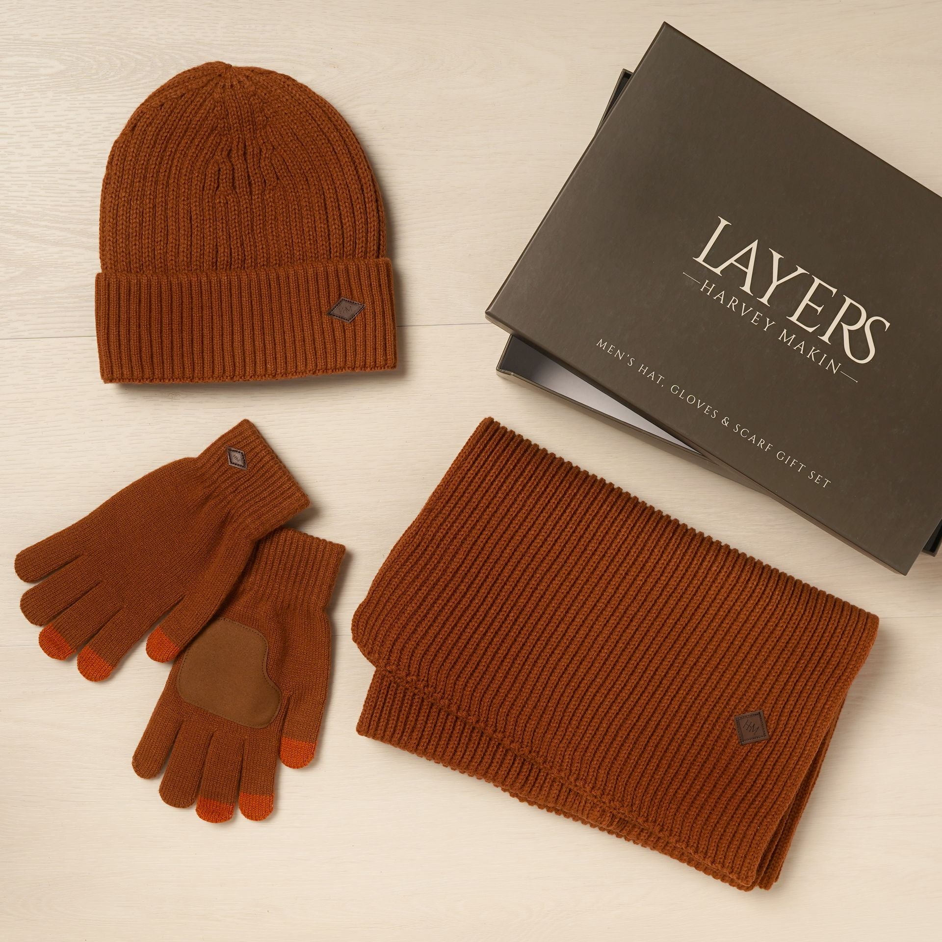 Harvey Makin Layers Hat, Gloves and Scarf Gift Set - Orange