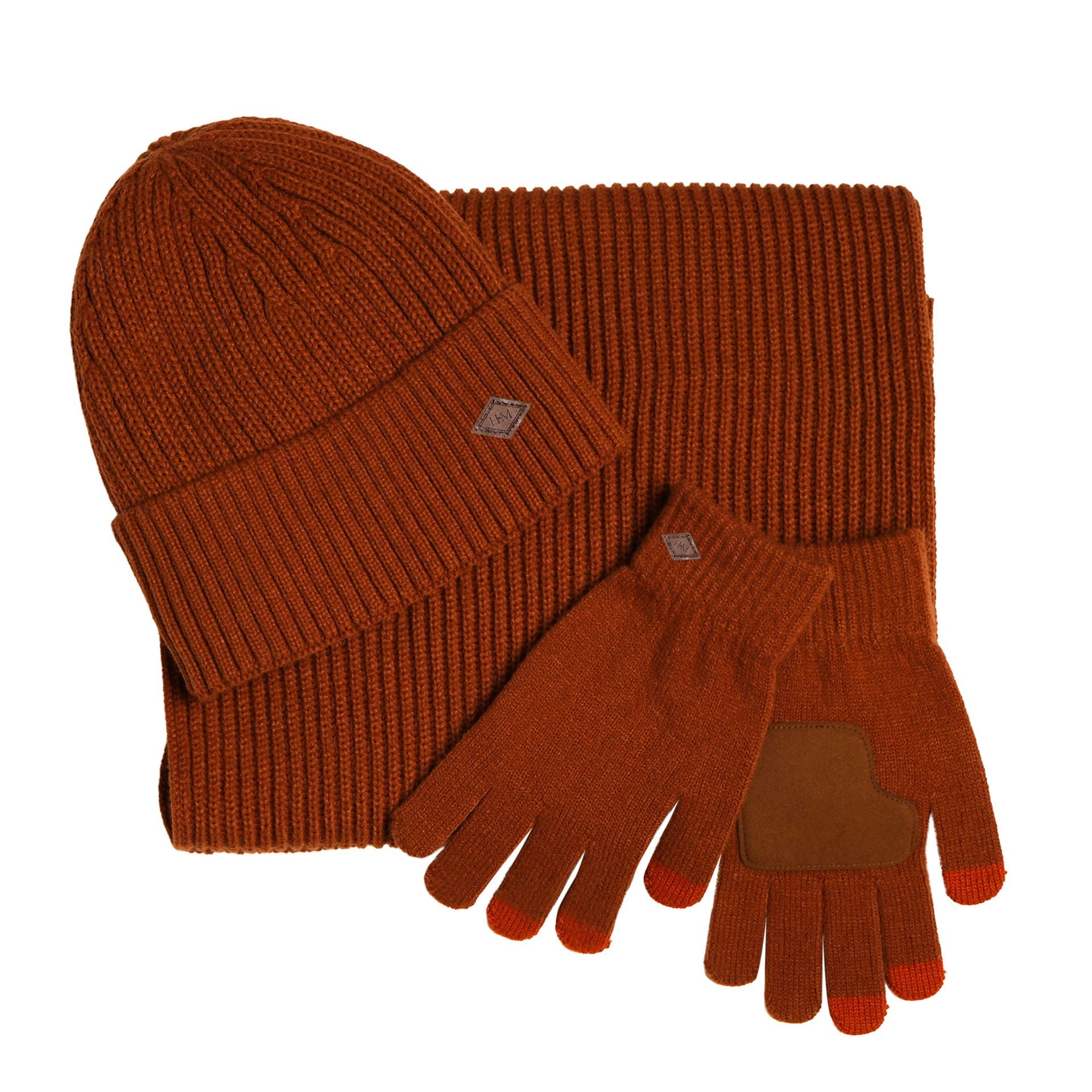 Harvey Makin Layers Hat, Gloves and Scarf Gift Set - Orange