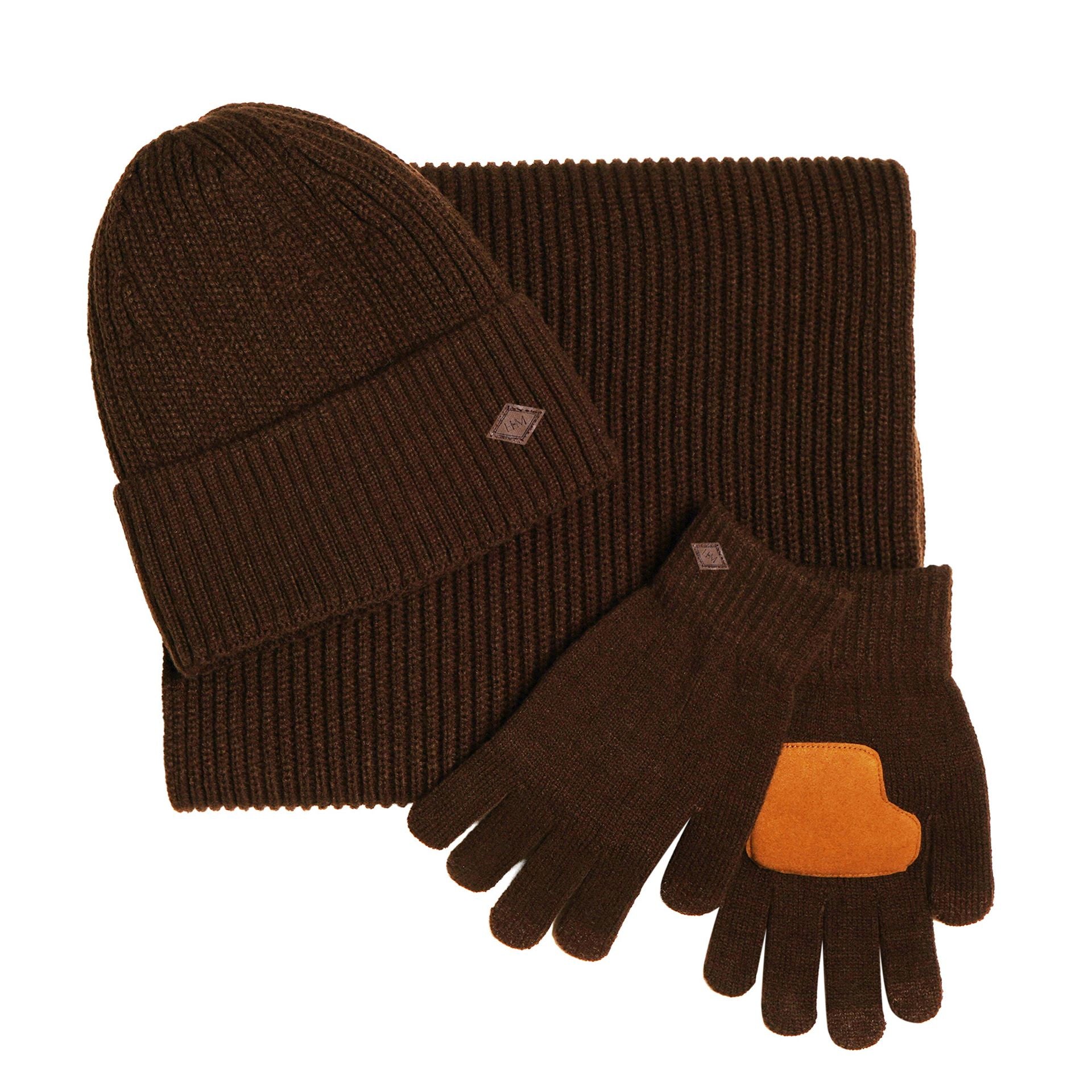 Harvey Makin Layers Hat, Gloves and Scarf Gift Set - Chocolate