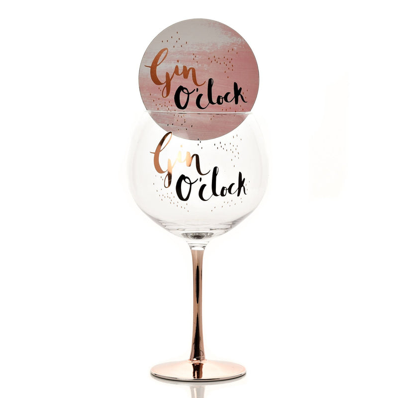 Hotchpotch Luxe Gin Glass & Coaster Set - Gin O'Clock