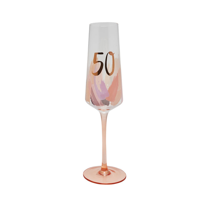 Luxe Brushstroke Birthday Flute 50