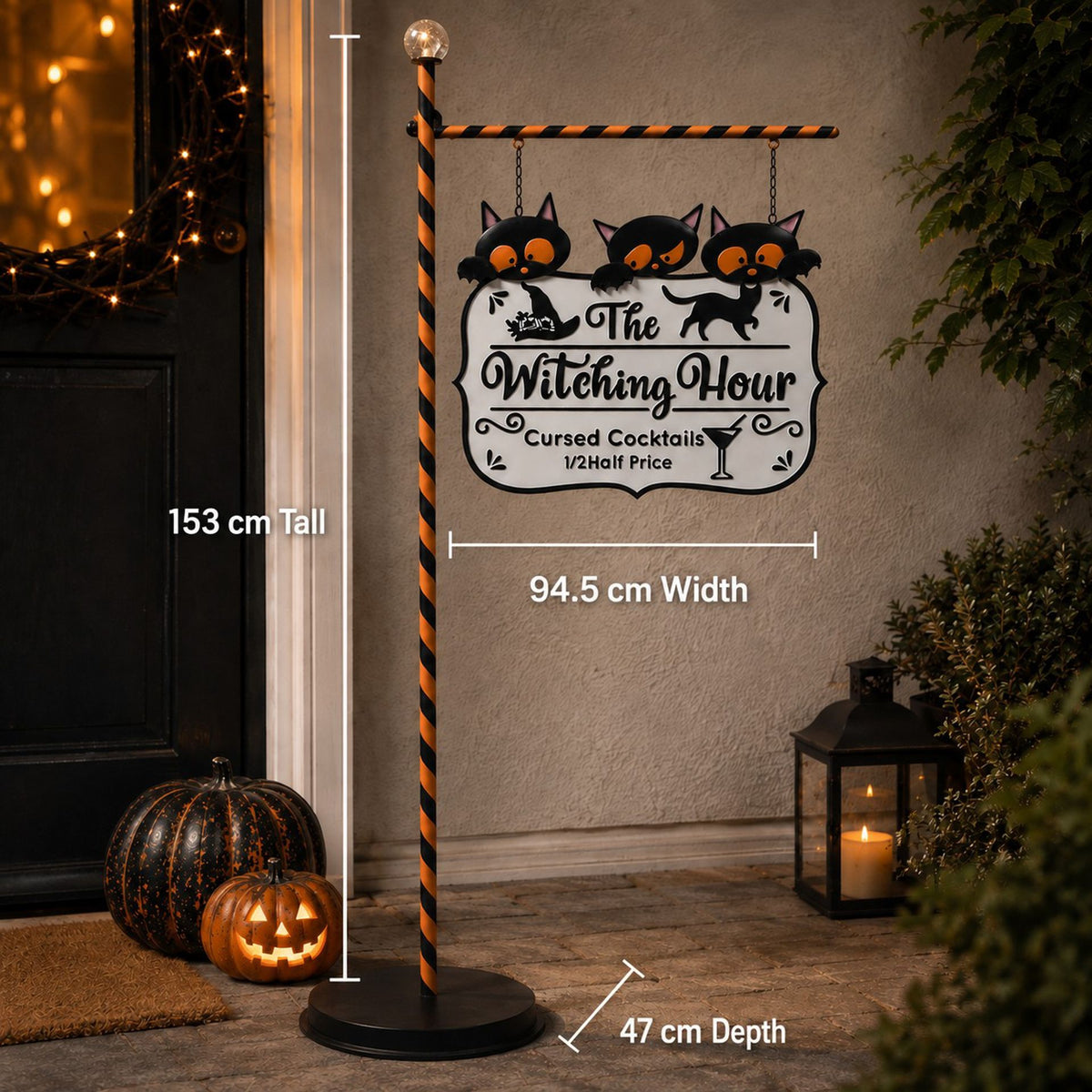 Metal Halloween Sign Witching Hour 153cms