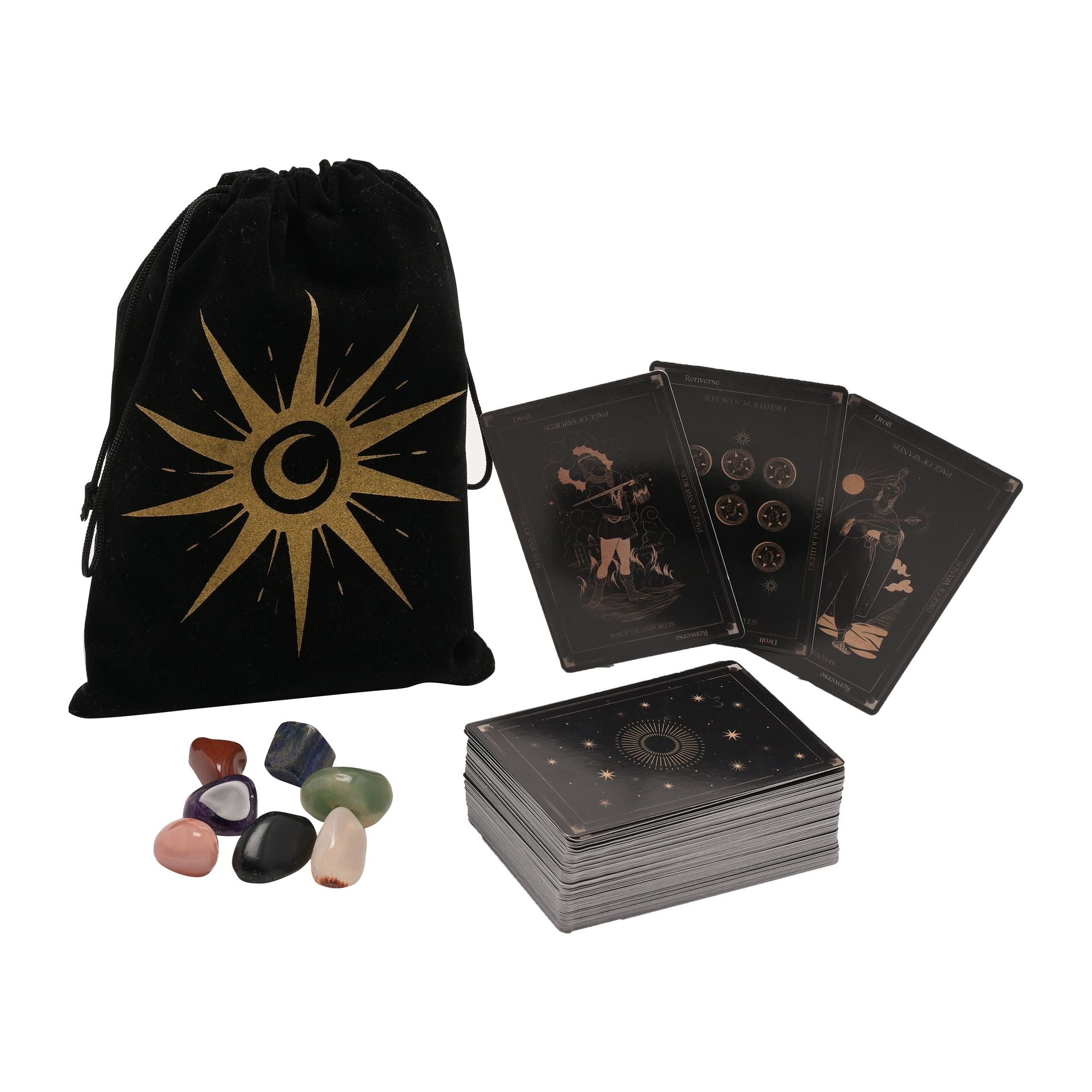 Tarot Cards & Crystal Set in a Velvet Pouch