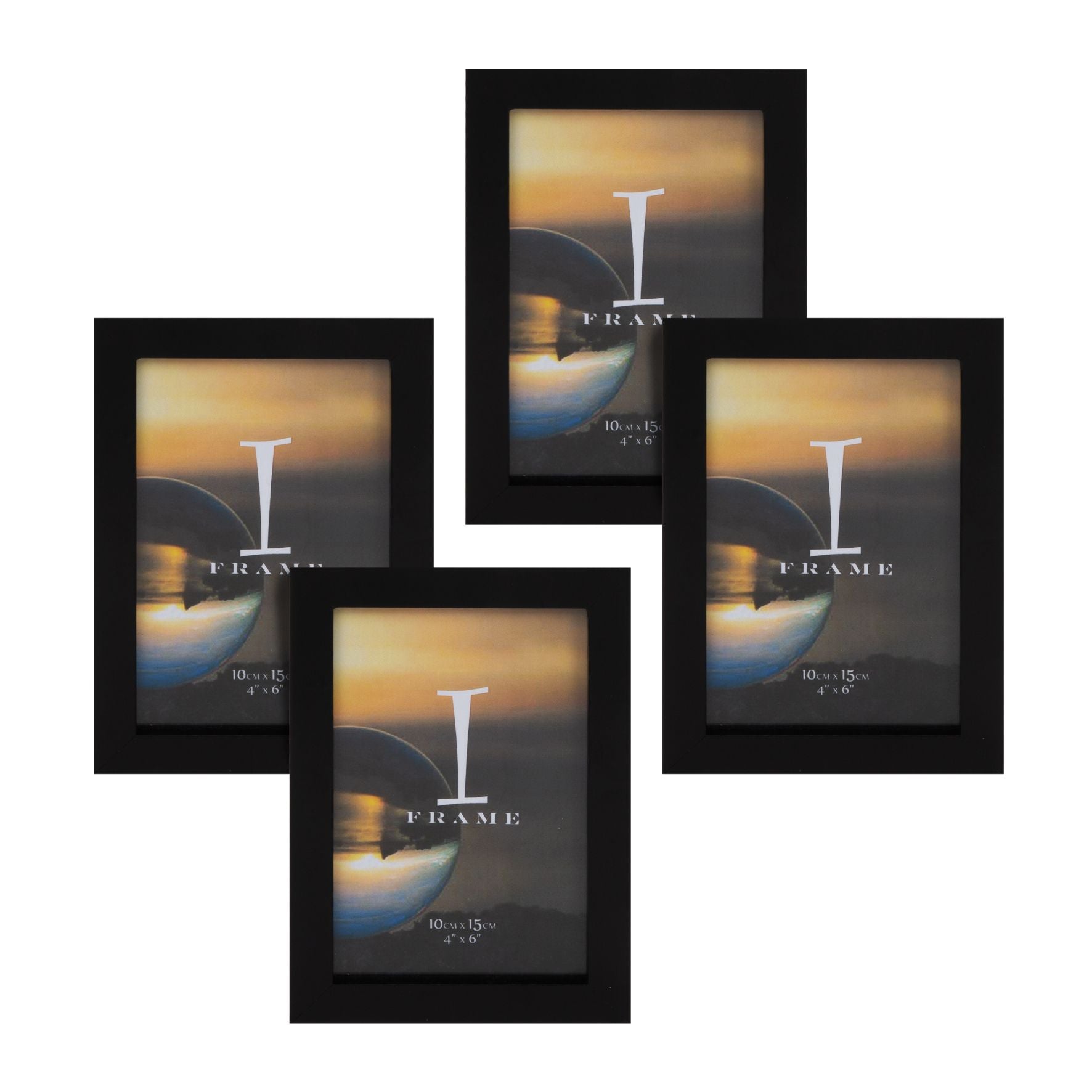 iFrame Set of 4 Photo Frames Black 4" x 6"