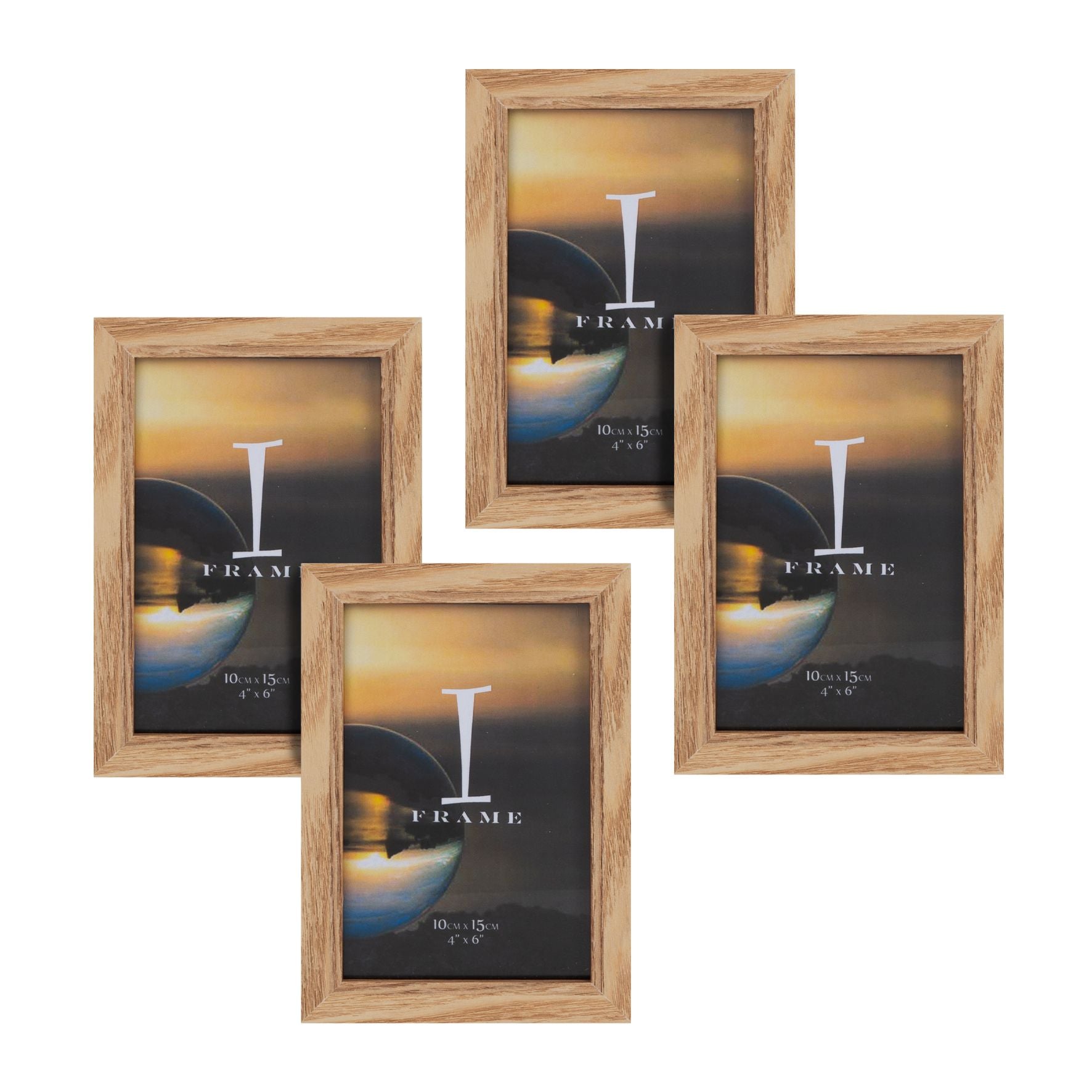 iFrame Set of 4 Photo Frames Oak 4" x 6"