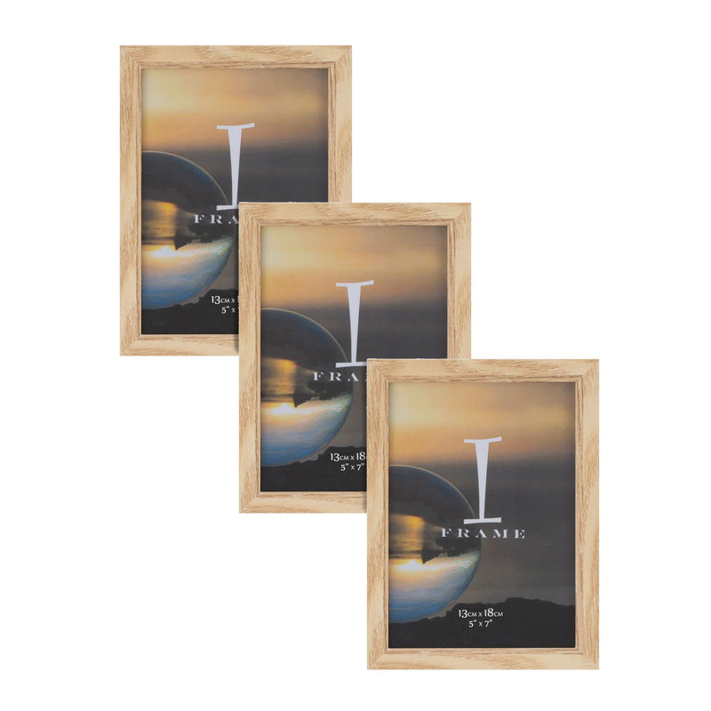iFrame Set of 3 Photo Frames Oak 5" x 7"