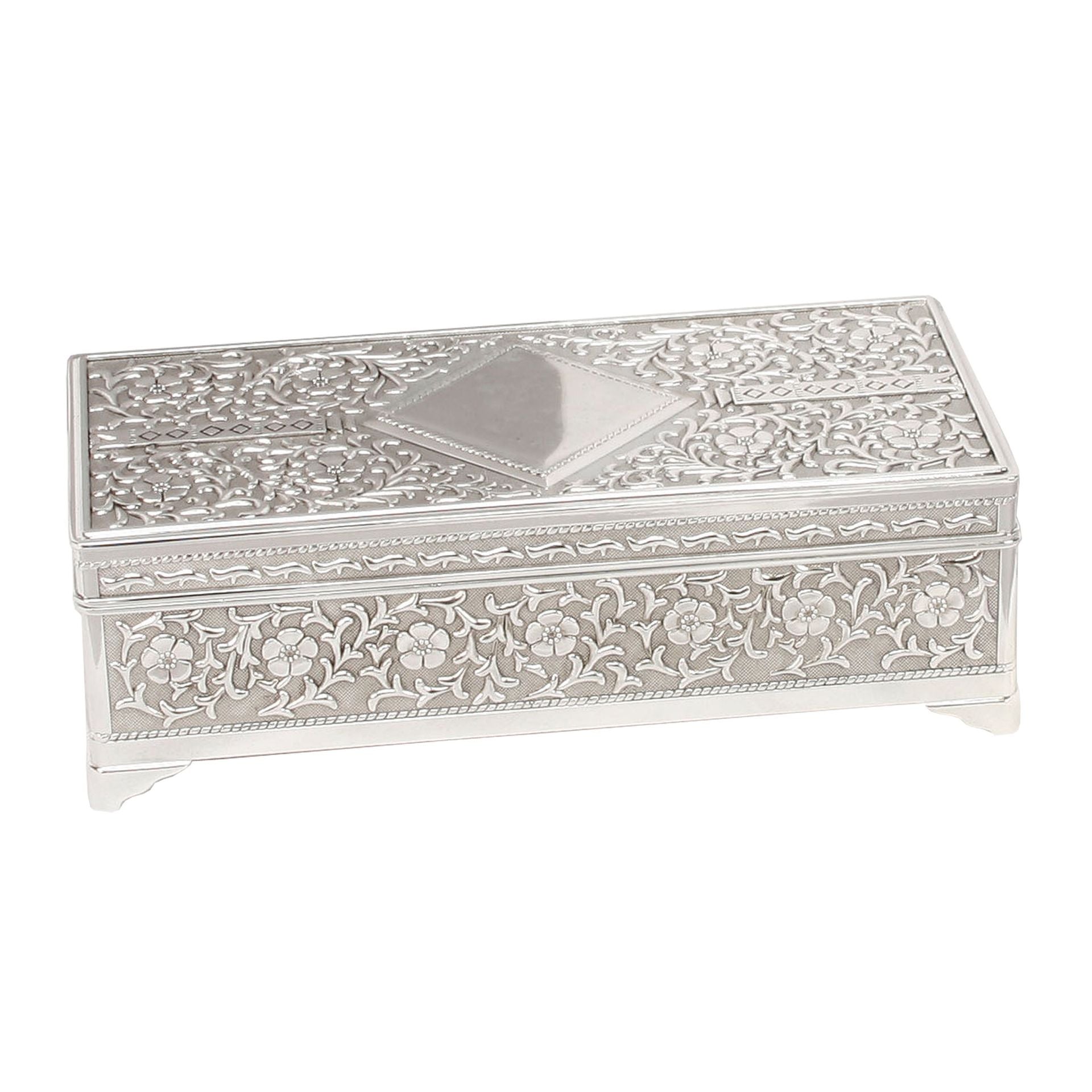 Sophia Silverplated Trinket Box Ant Fin Oblong with Feet