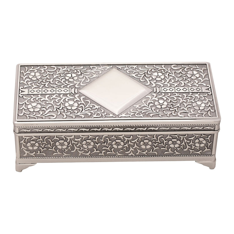 Sophia Silverplated Trinket Box Ant Fin Oblong with Feet