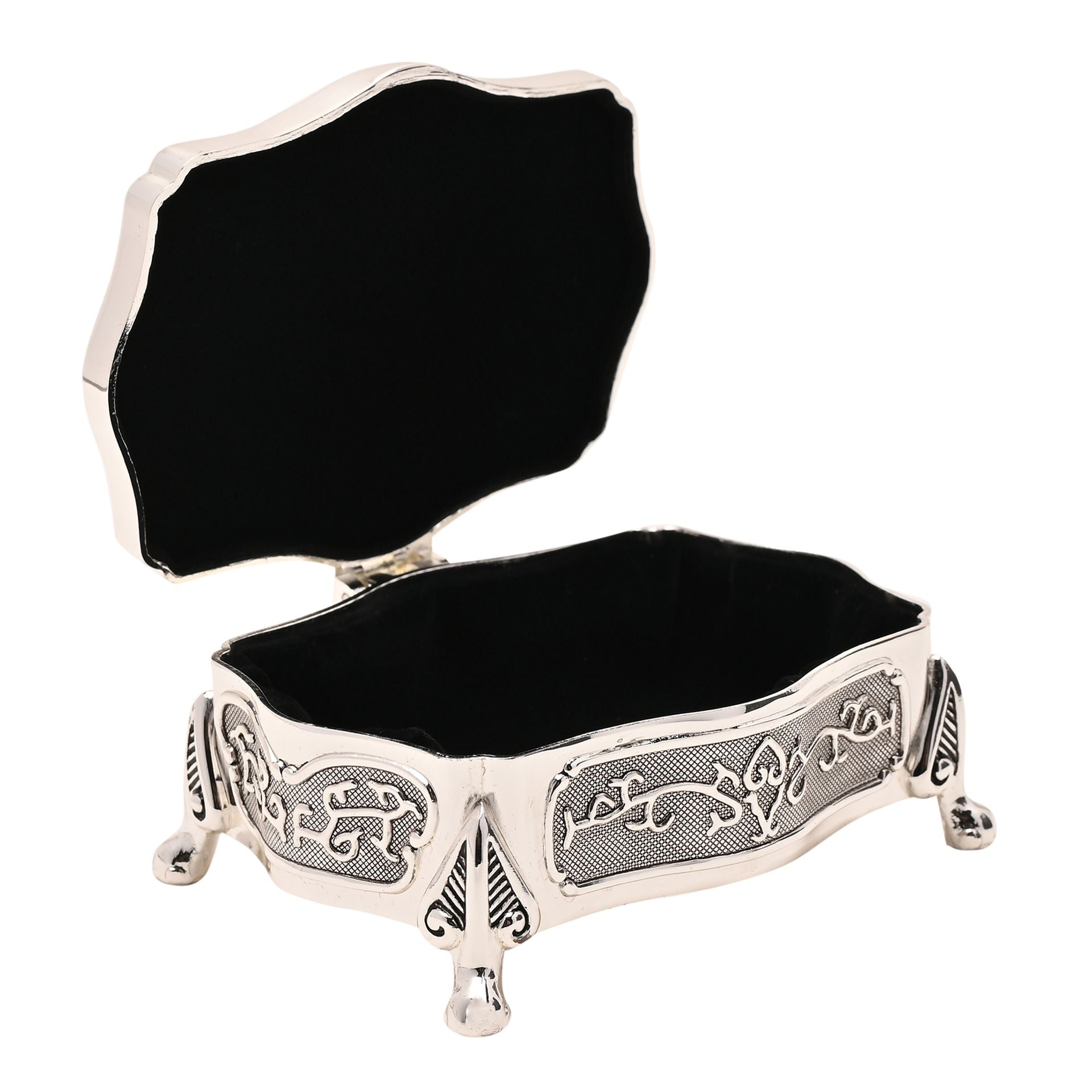 Sophia  G/Boxed S/P Trinket Oblong/Wavy with feet