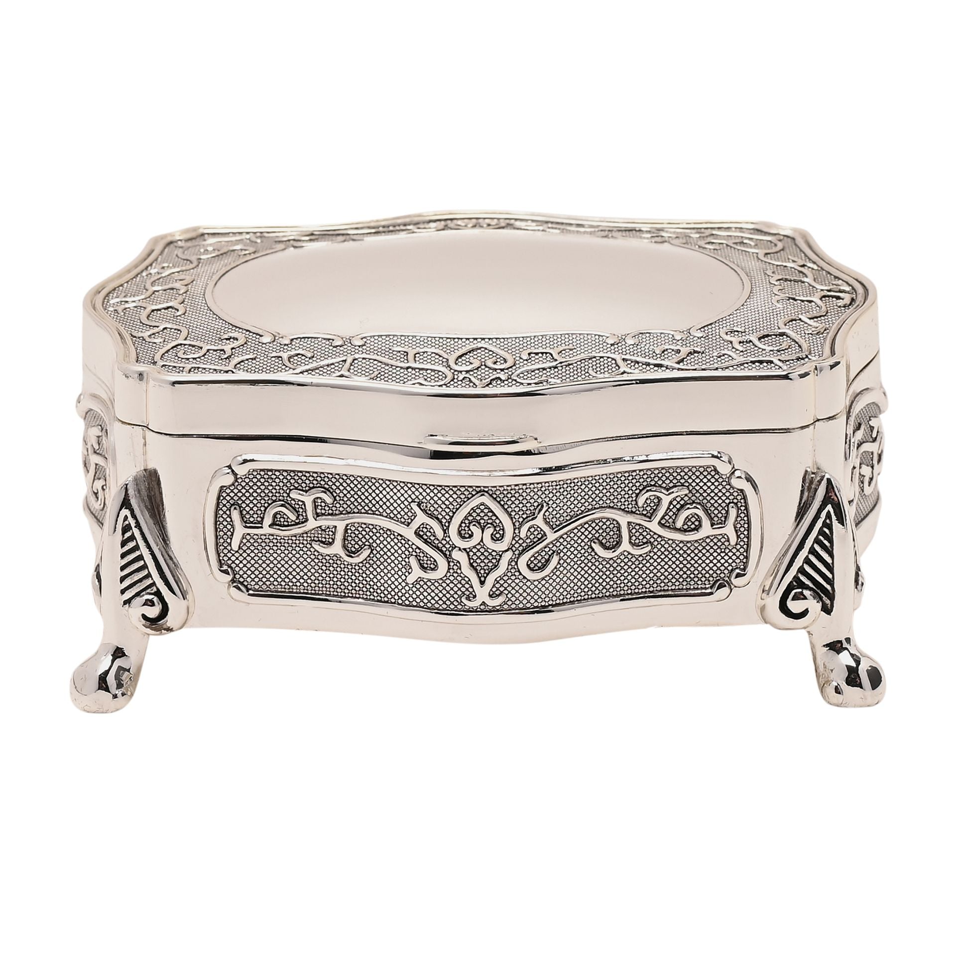 Sophia  G/Boxed S/P Trinket Oblong/Wavy with feet