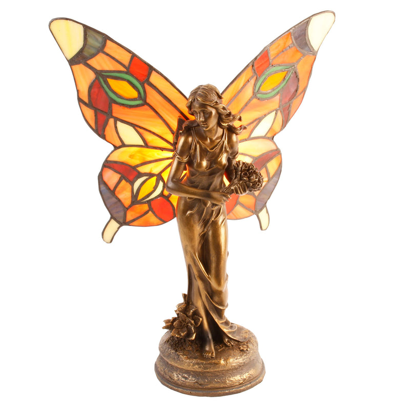 Juliana Tiffany Lamp Fairy Carrying Flowers Orange