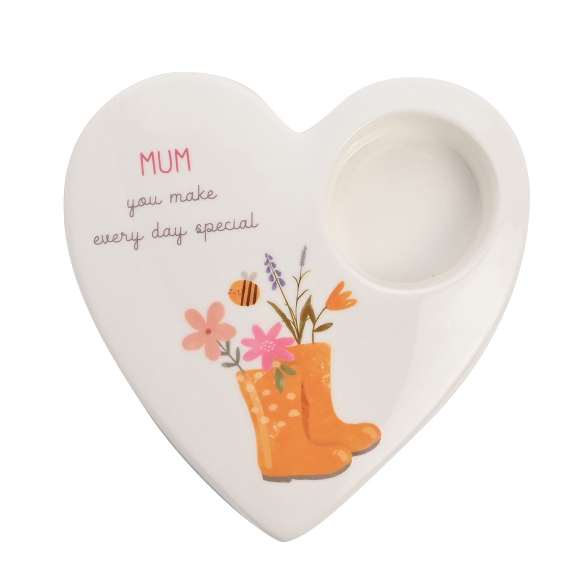 Love Life Ceramic Tea Light Candle Holder - Mum