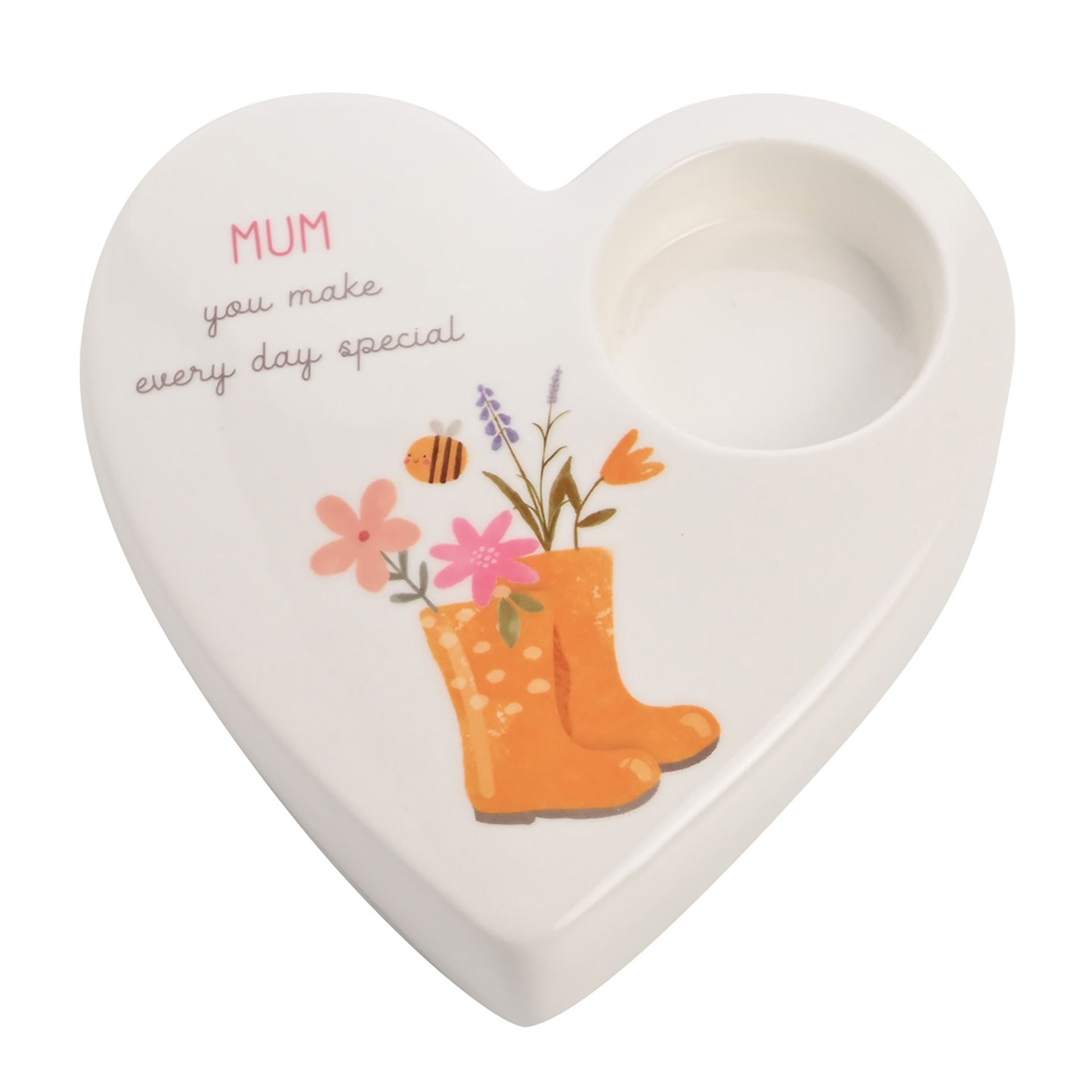Love Life Ceramic Tea Light Candle Holder - Mum