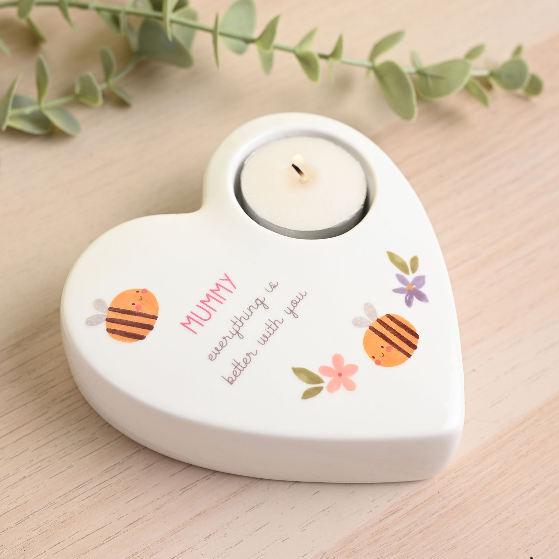 Love Life Ceramic Tea Light Candle Holder - Mummy