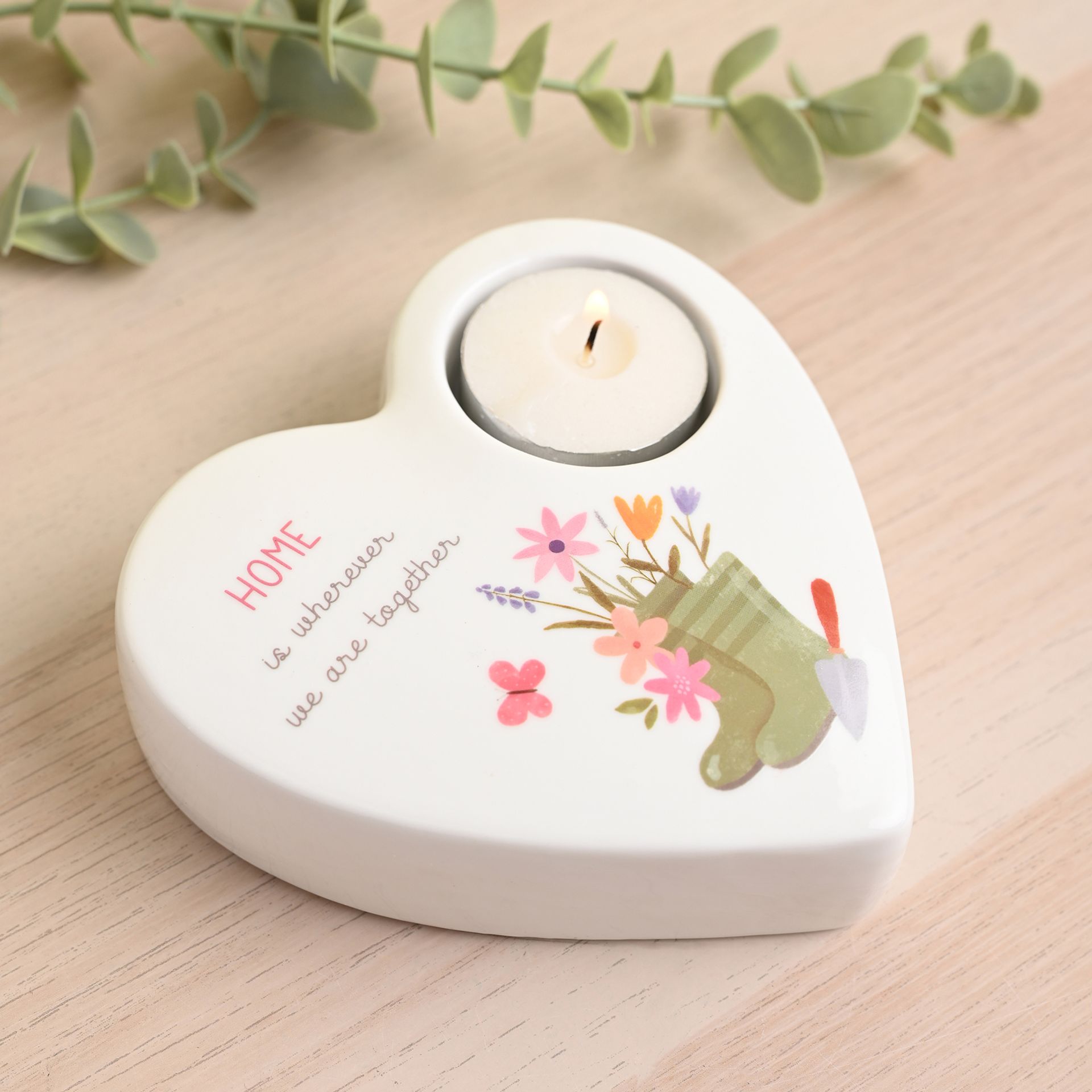 Love Life Ceramic Tea Light Candle Holder - Home