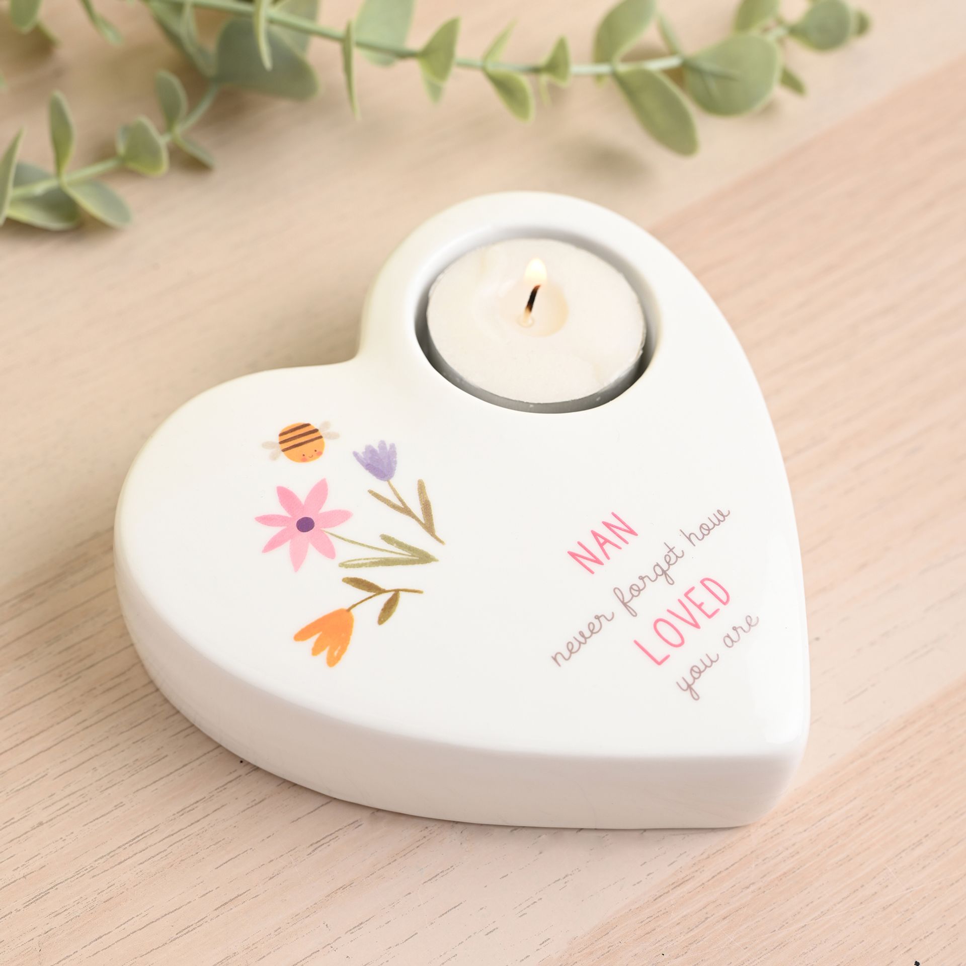 Love Life Ceramic Tea Light Candle Holder - Nan