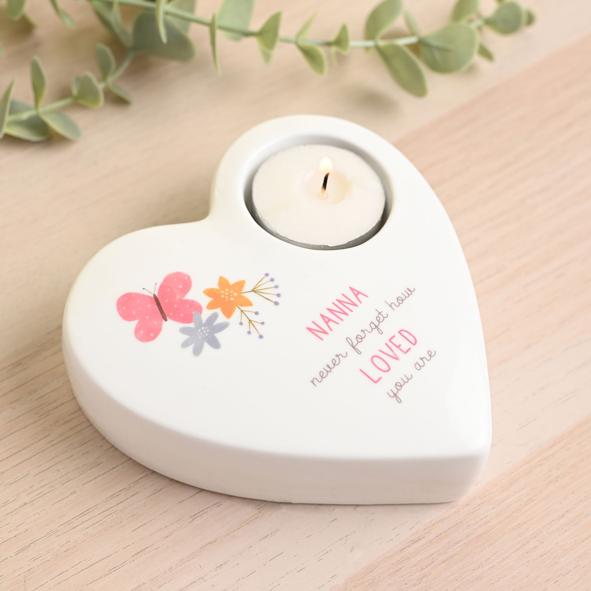 Love Life Ceramic Tea Light Candle Holder - Nanna