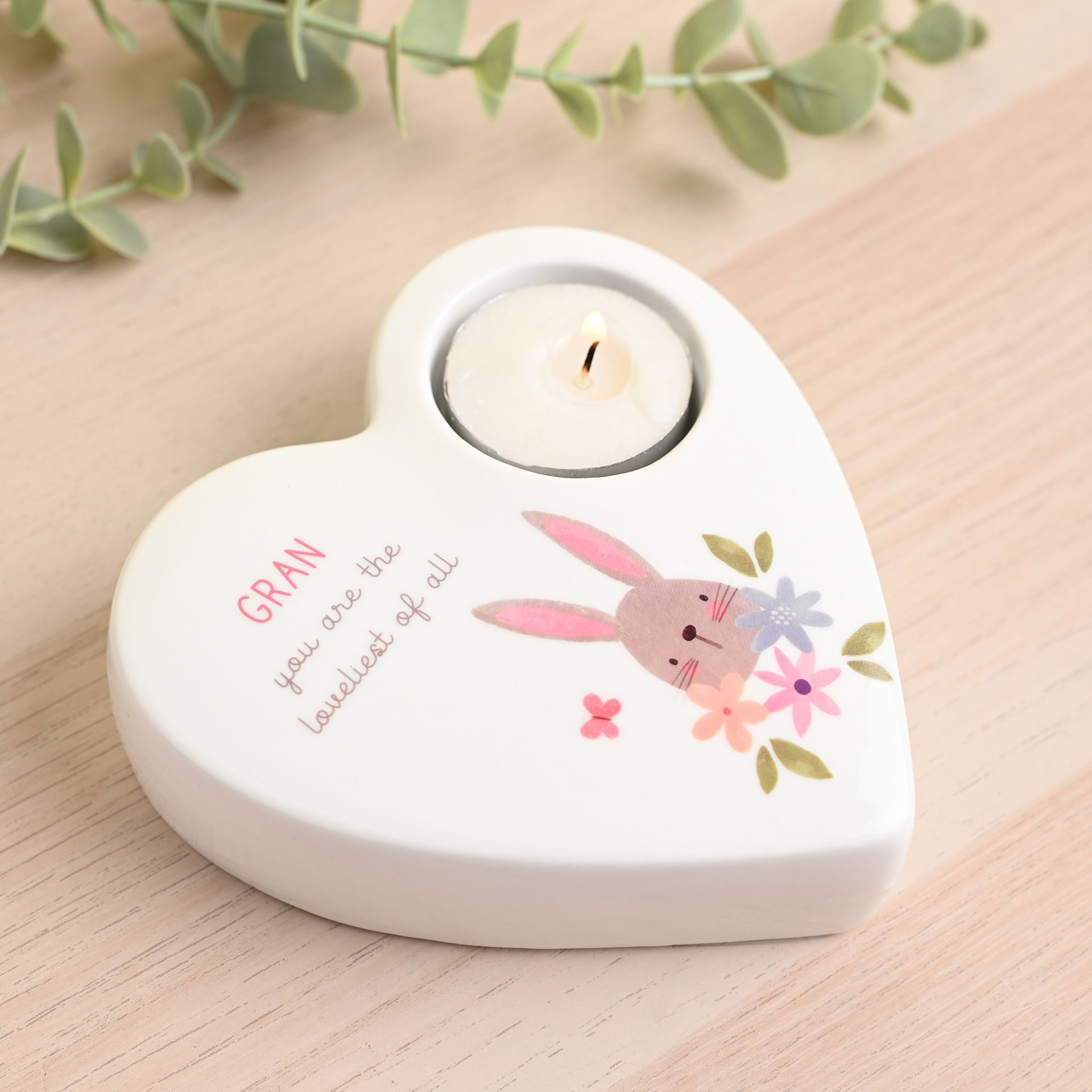 Love Life Ceramic Tea Light Candle Holder - Gran
