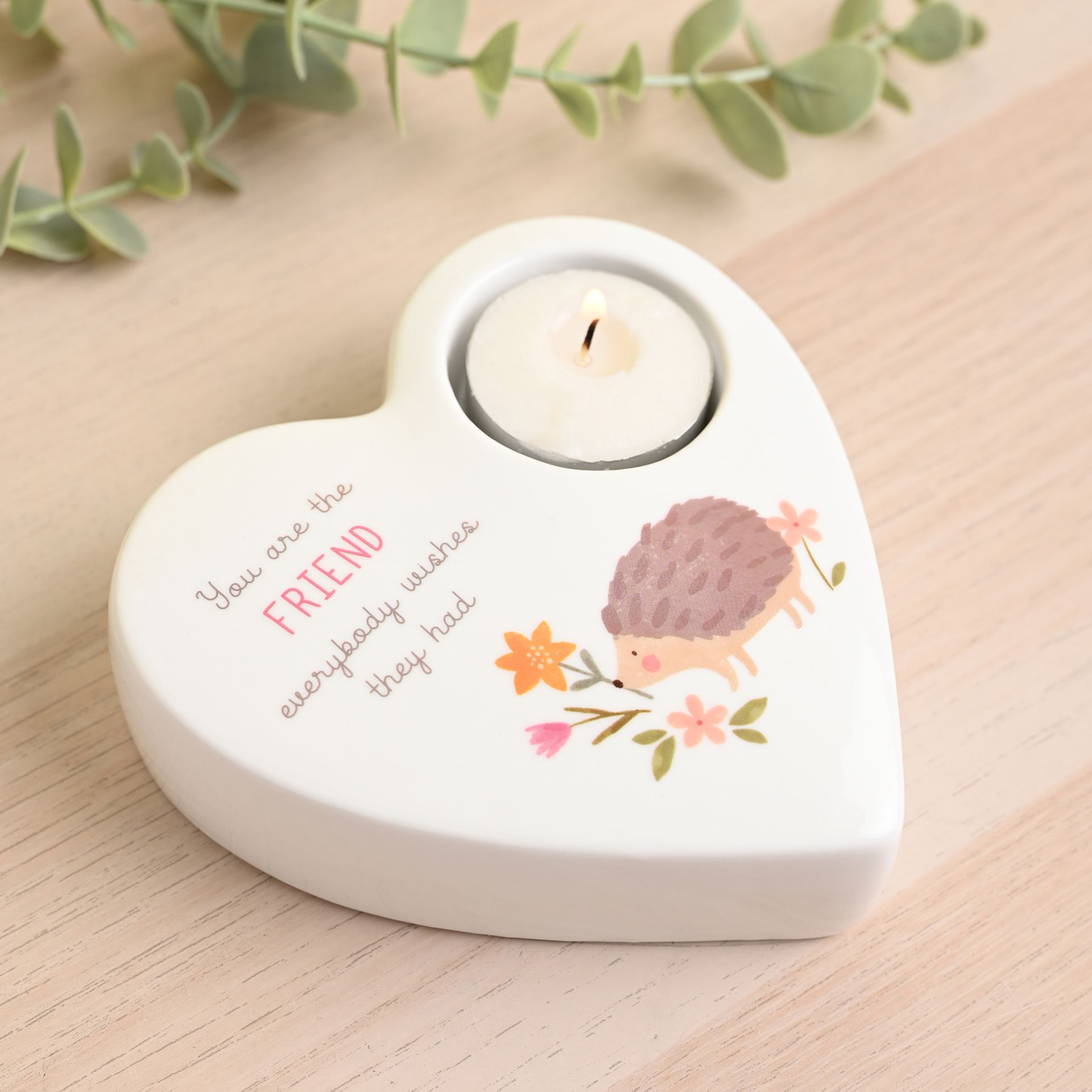Love Life Ceramic Tea Light Candle Holder - Friend
