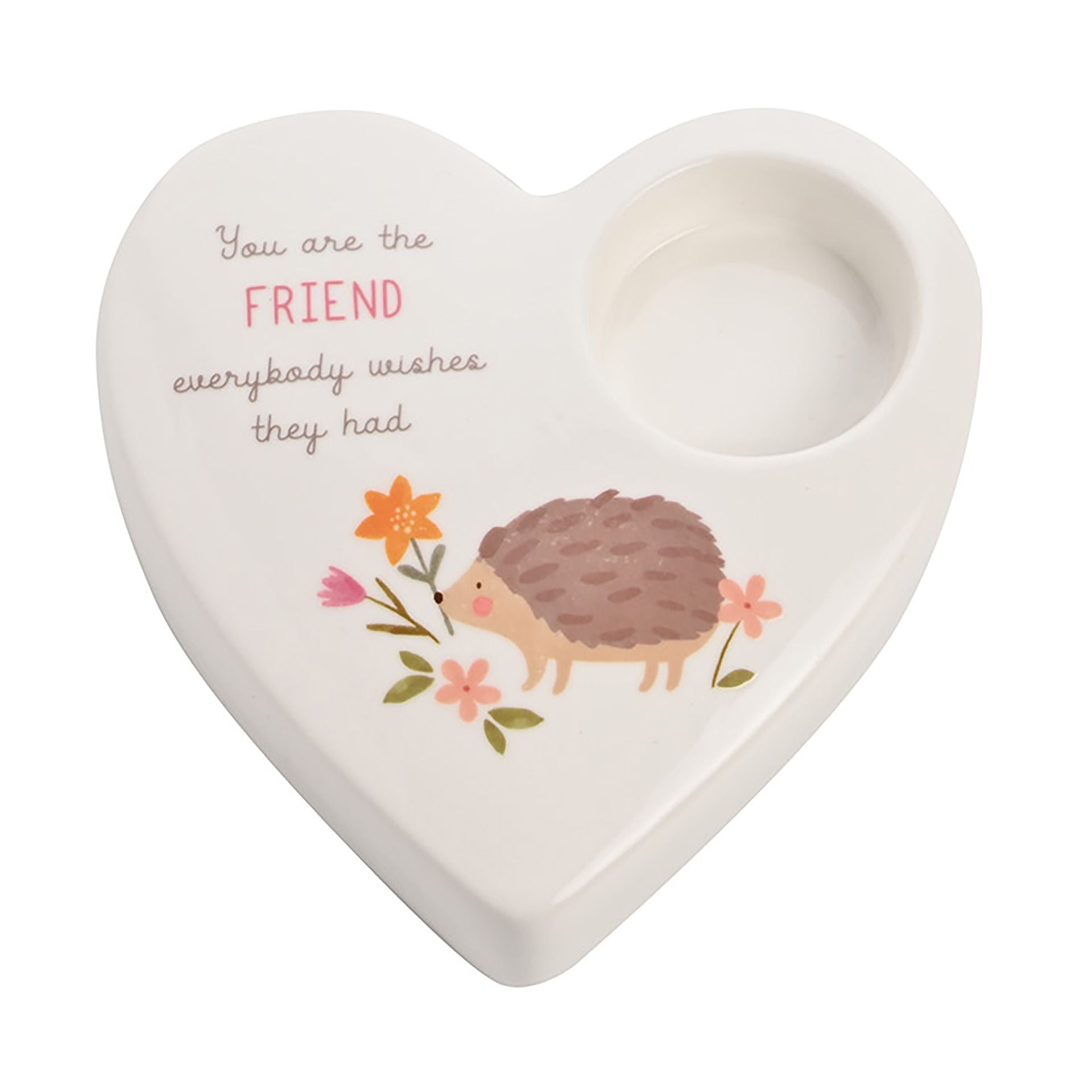 Love Life Ceramic Tea Light Candle Holder - Friend